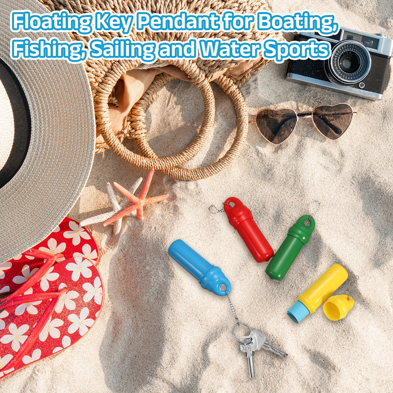 Waterproof Floating Keychain with Container, Yellow