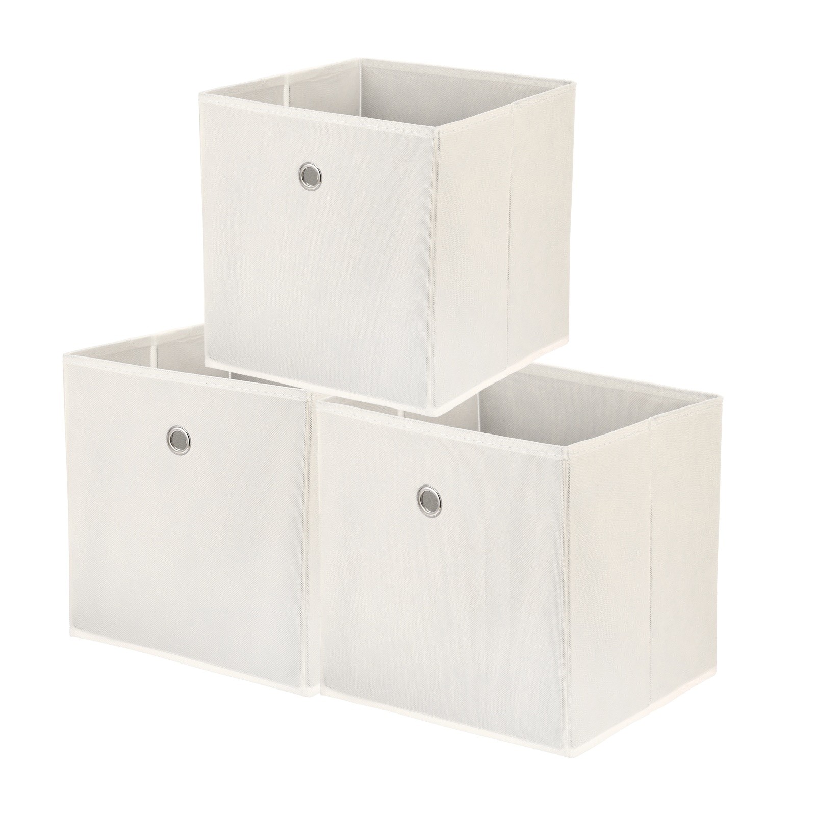 3 Pack Storage Cubes 12 x 12 x 12 Inch Foldable Fabric Storage Bins Beige Yellow