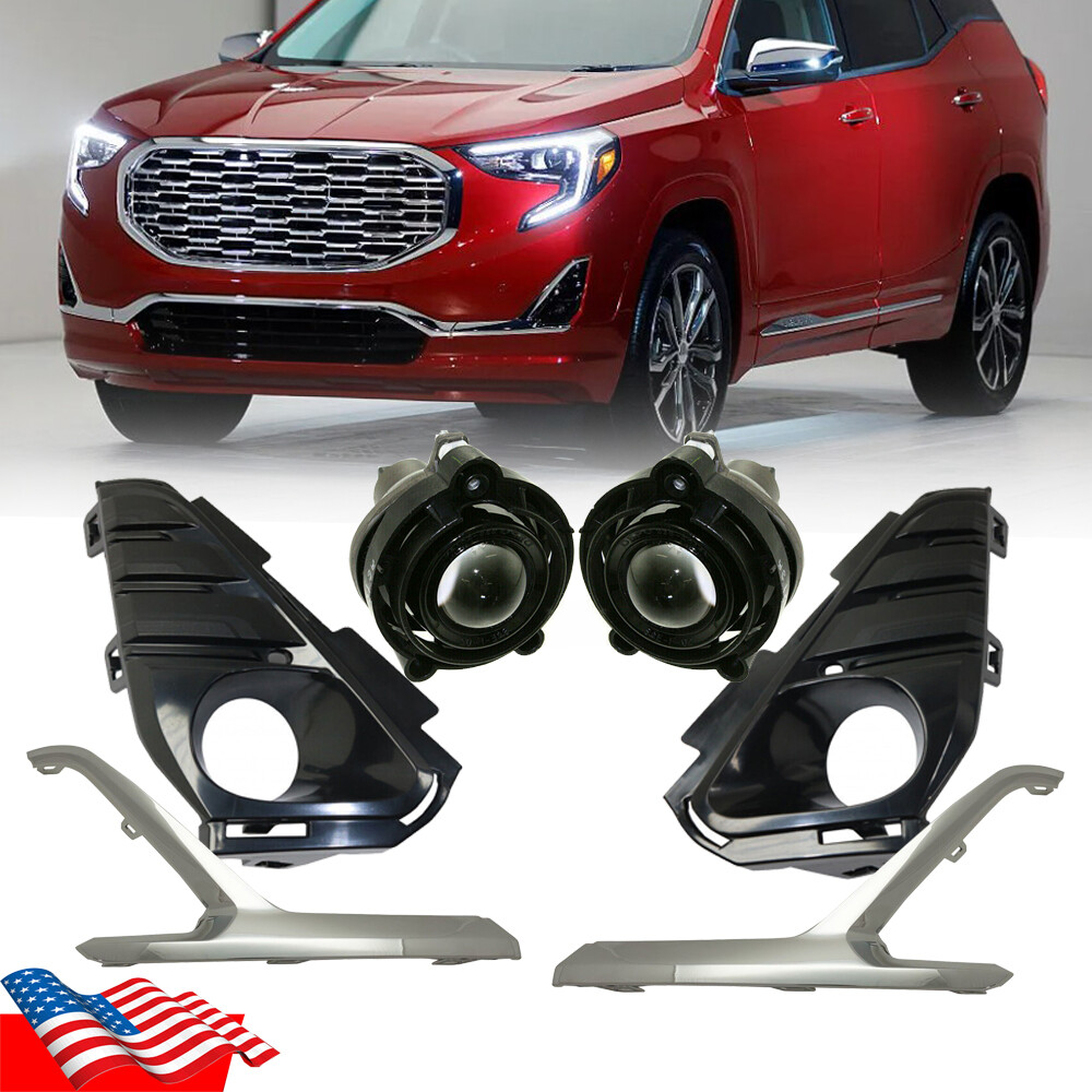 6PCS/Set Bumper Fog Light Lamp w/Bezel Frame Chrome Trim For GMC Terrain 18-2021