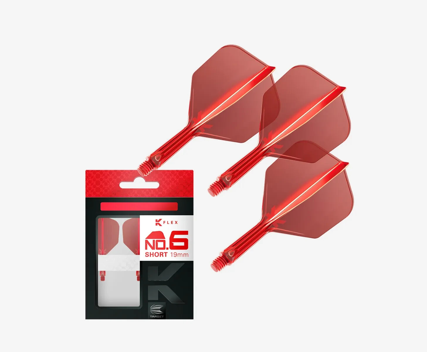 NO6 SHAPE RED SHORT TARGET K-FLEX 1 PIECE SHAFT AND FLIGHT