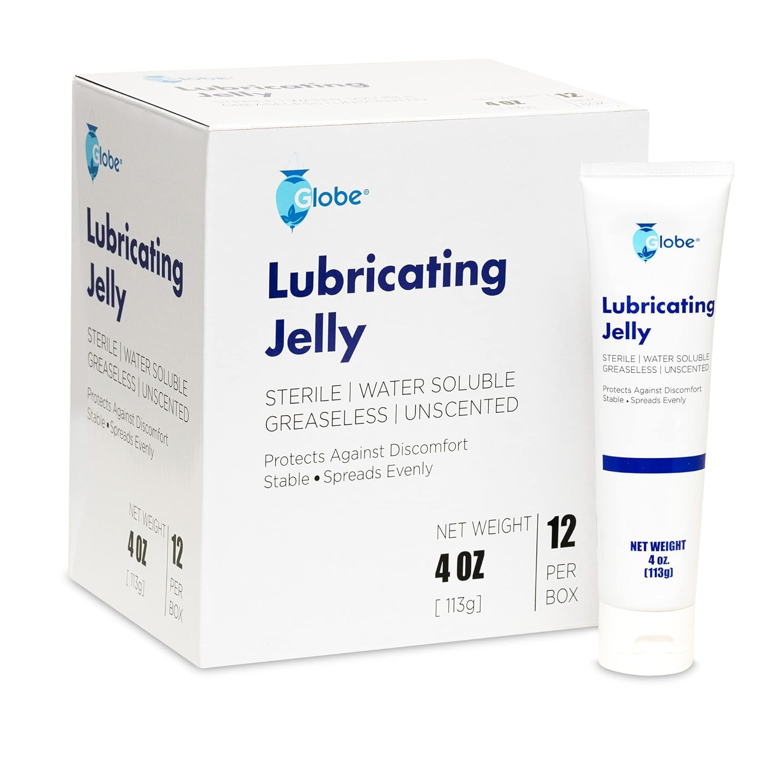 (12 Pack) Globe Lubricating Jelly, Sterile, Water Soluble, Latex-Free,...