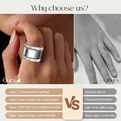 2-Pack 14K Gold Plated Stackable Bands Compatible for Oura 9 Silver+Silver