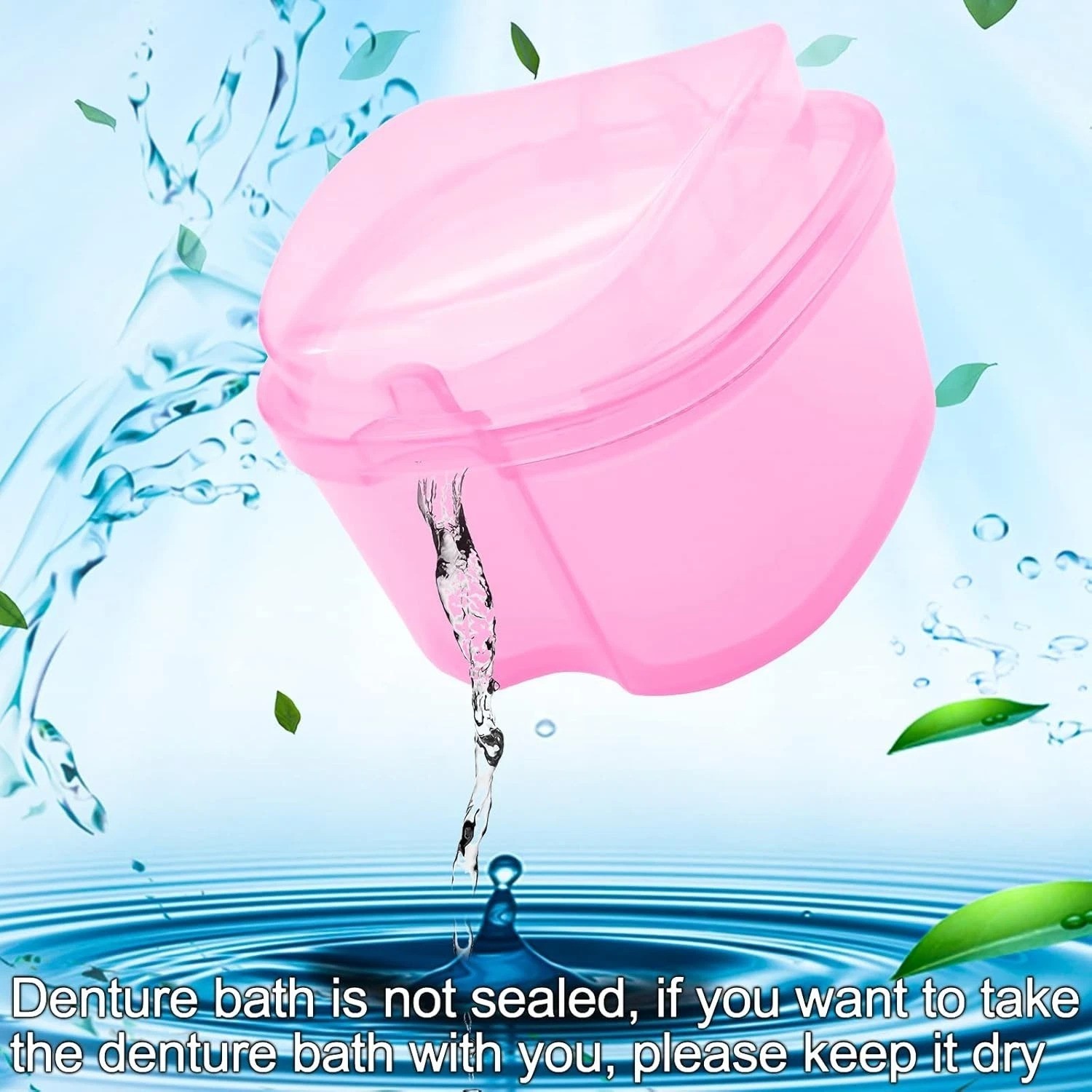 Compact Denture Soaking Cup with Mini Brush - Lightweight & Versatile Storage
