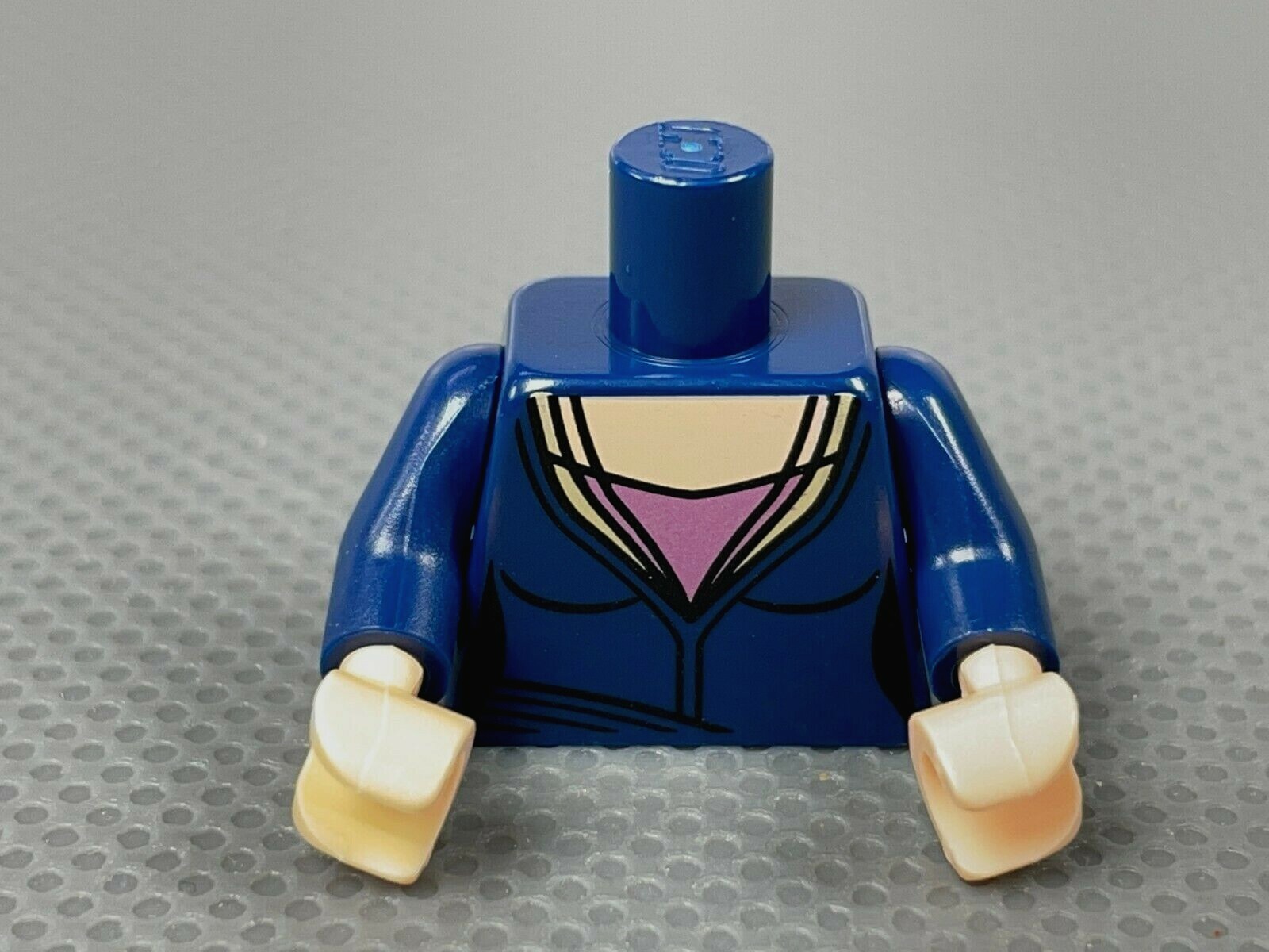 LEGO Female Minifigure Torso Dark Blue Low Cut Top Light Flesh Neck Pink Shirt