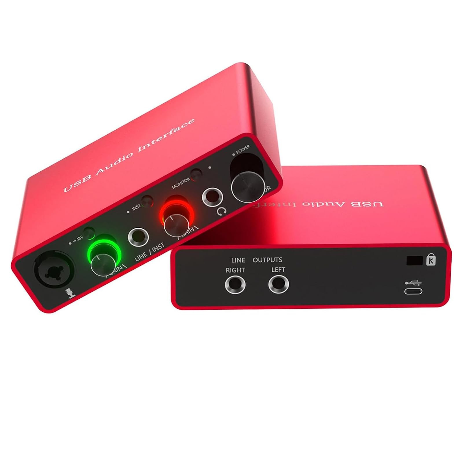24Bit/192kHz USB Audio Interface with 48V Phantom Power - Studio Recording for M