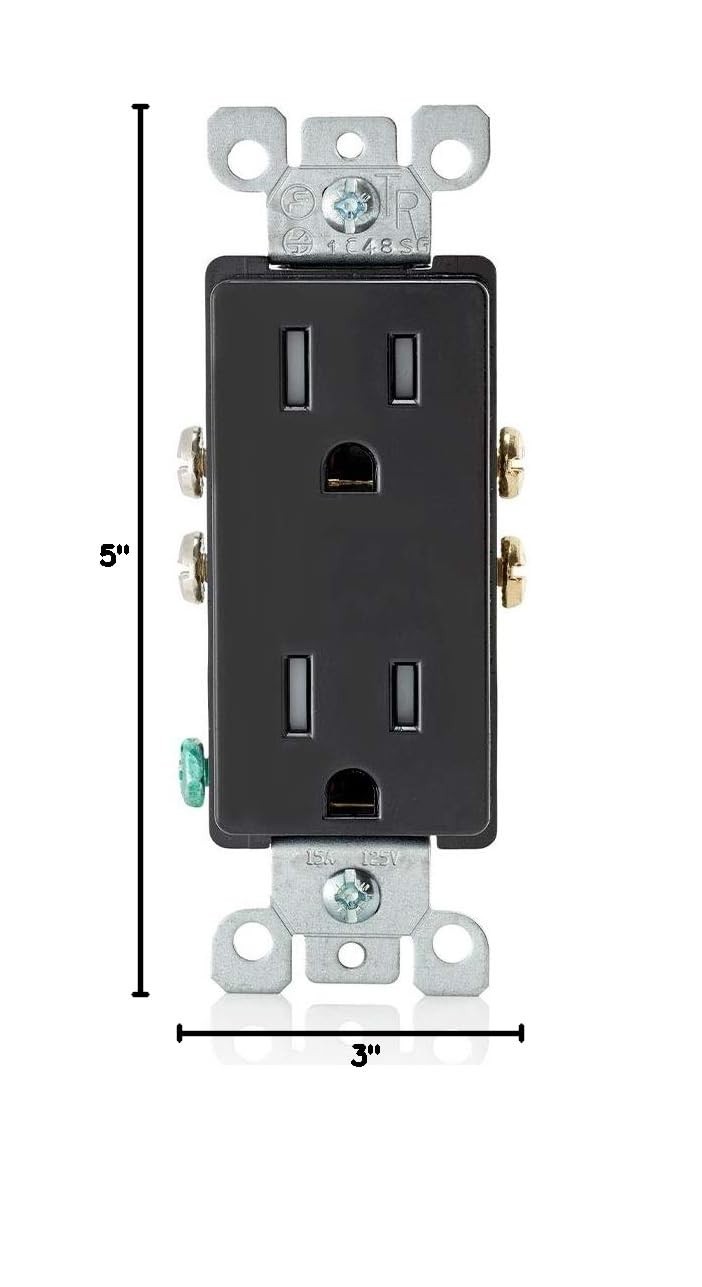 15 Amp Decora Tamper-Resistant Duplex Electrical Wall Outlet, , Black