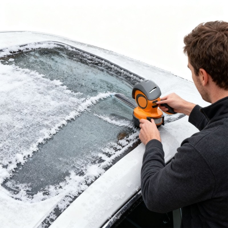 Electric Ice Scraper With Soft Bristle Brush For Car Windshield Quick Defrosting