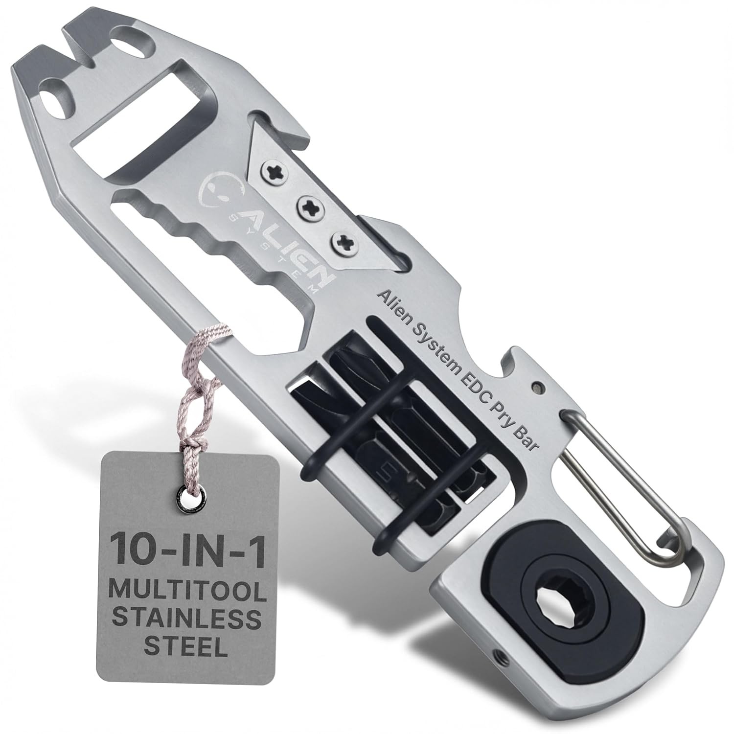 EDC Pry Bar Multitool 10-in-1 Pocket Pry Tool Bottle Opener EDC Tool