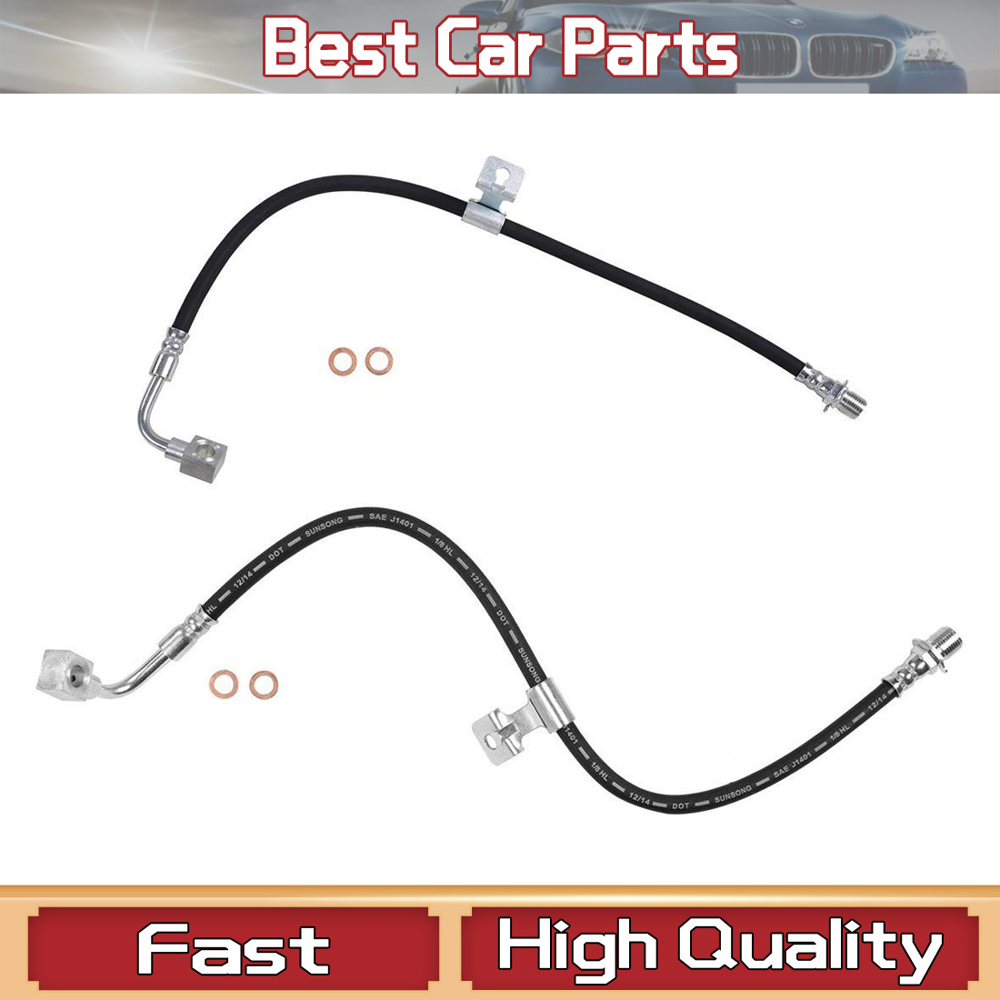 For Chevrolet 1973-1978 Brake Line Front 2PCS Brake Hydraulic Hose Brake Line