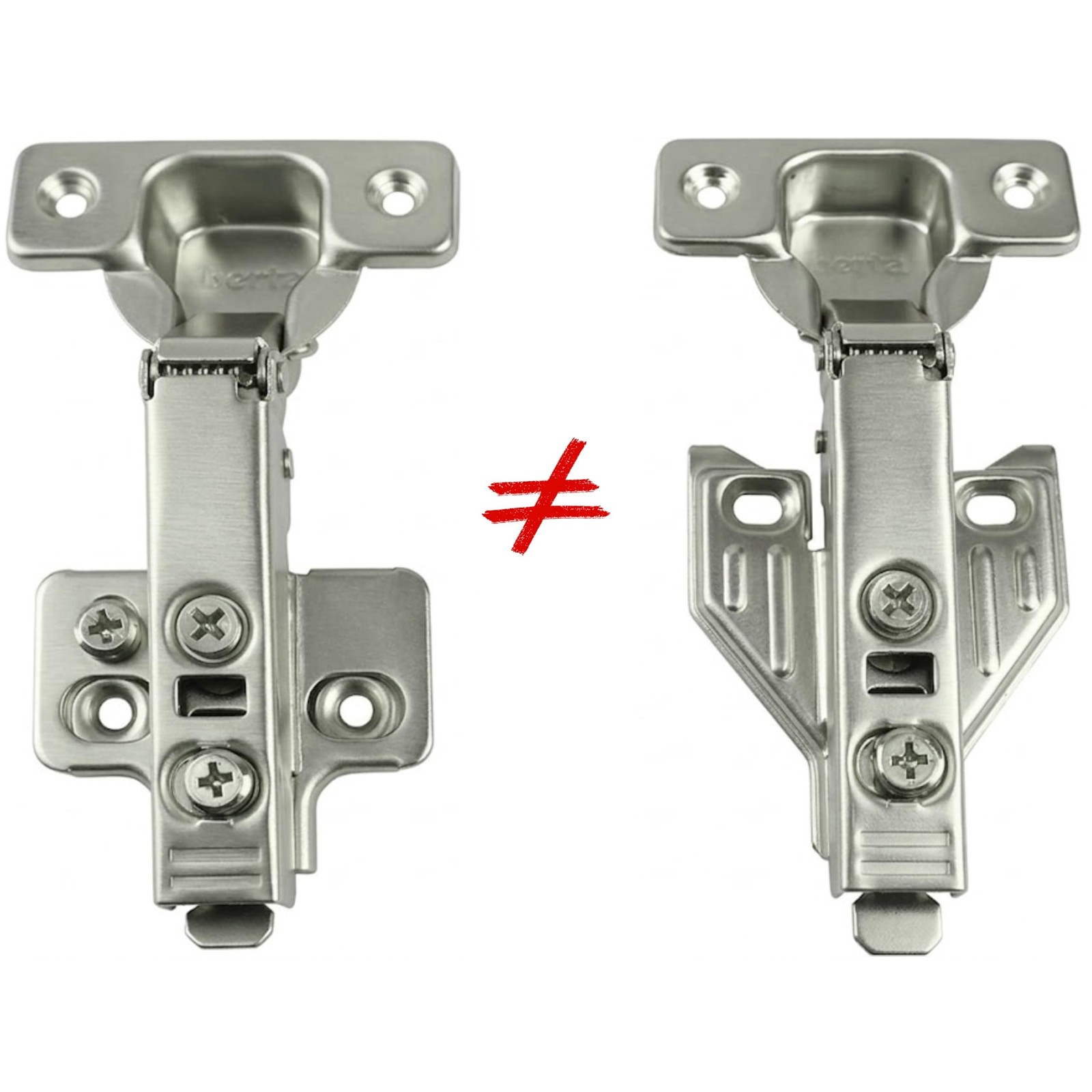 Berta 2-Pack, Full Overlay Cabinet Door Hinges,105 Degree Adjustable Conceale...
