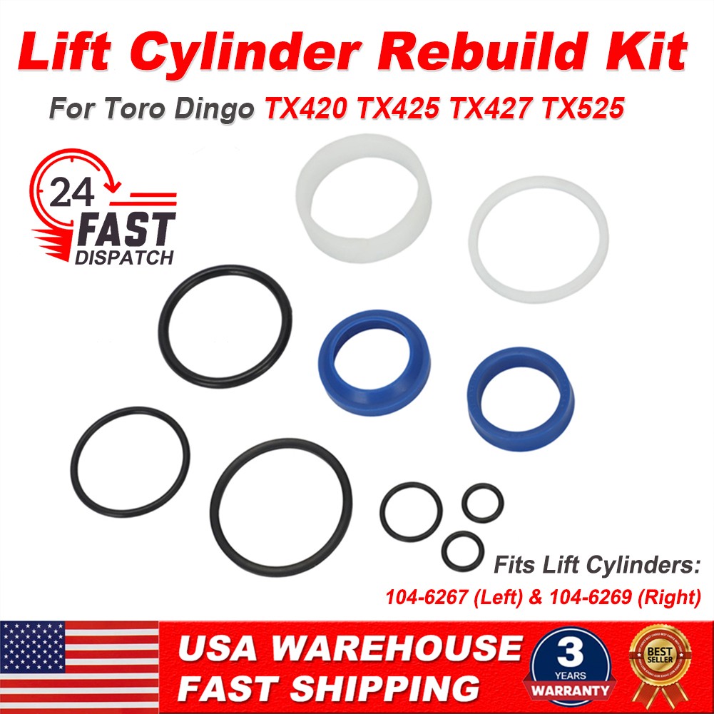 Fix Hydraulic Leak Seal Kit 104-6267 for Toro Dingo TX420 TX425 Lift Cylinder