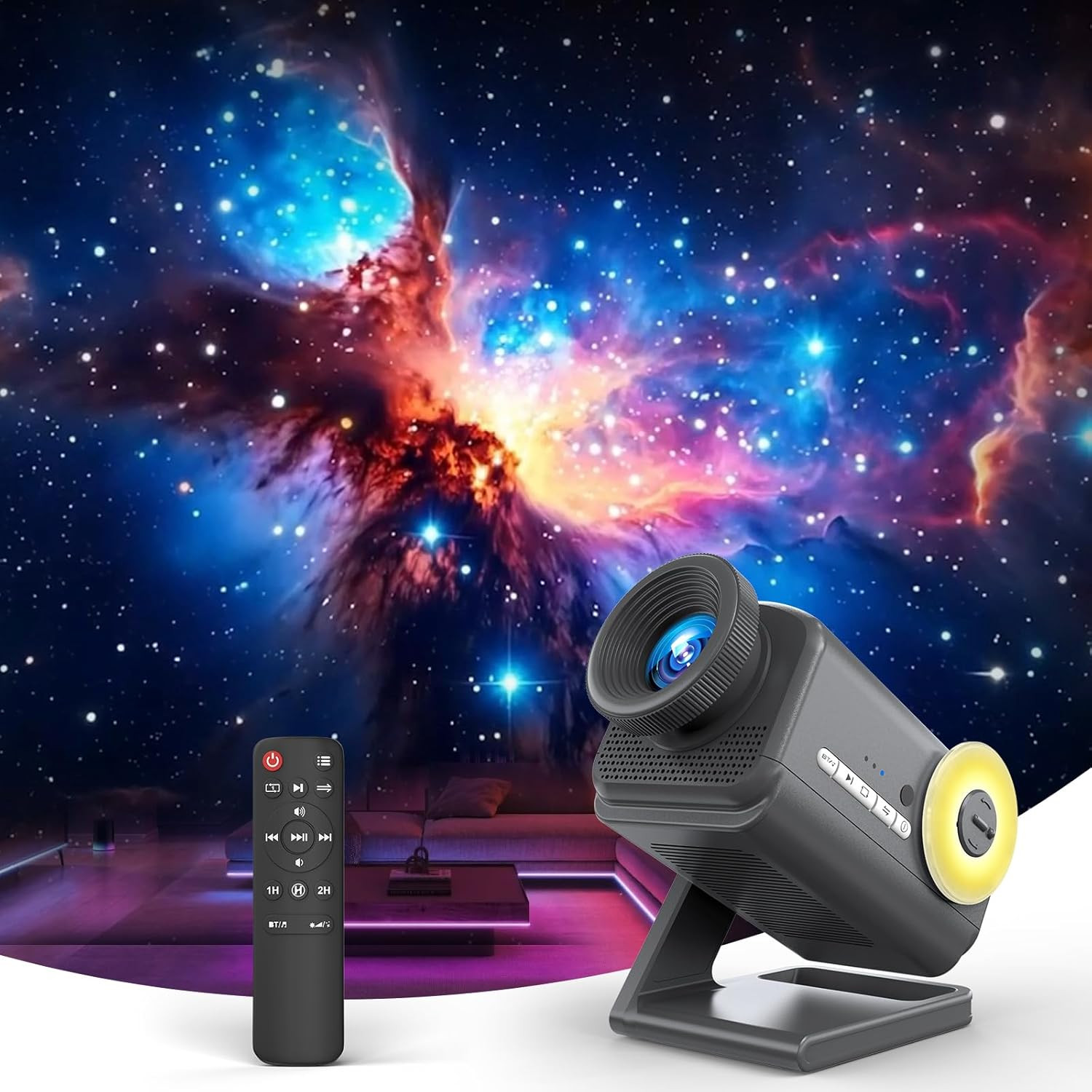 3D Galaxy Projector with 60 Immersive Themes, HD Immersive Star Projector with B