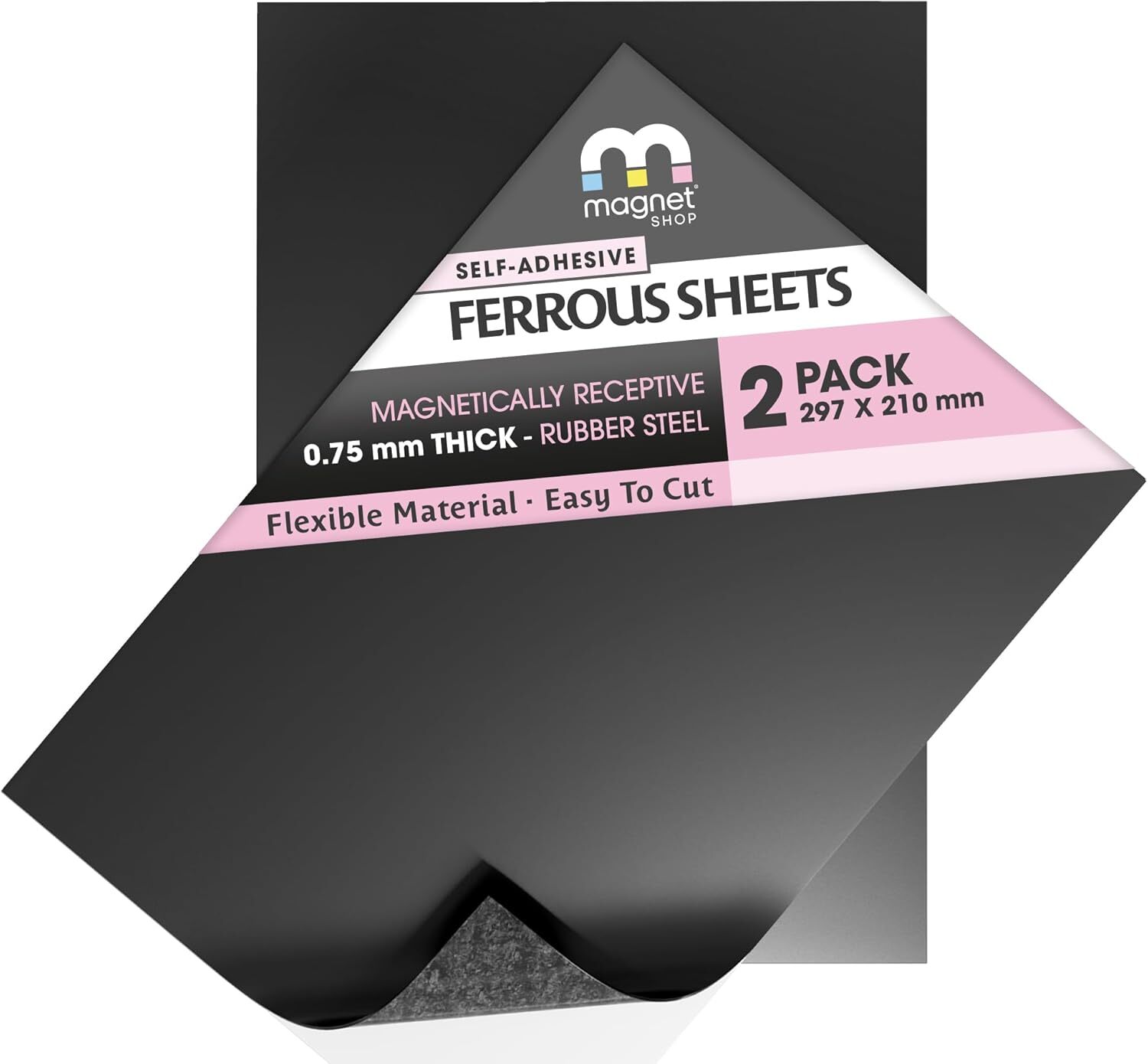 A4 Self-Adhesive Rubber Steel Ferrous Sheets Magnetically Receptive Surface UK