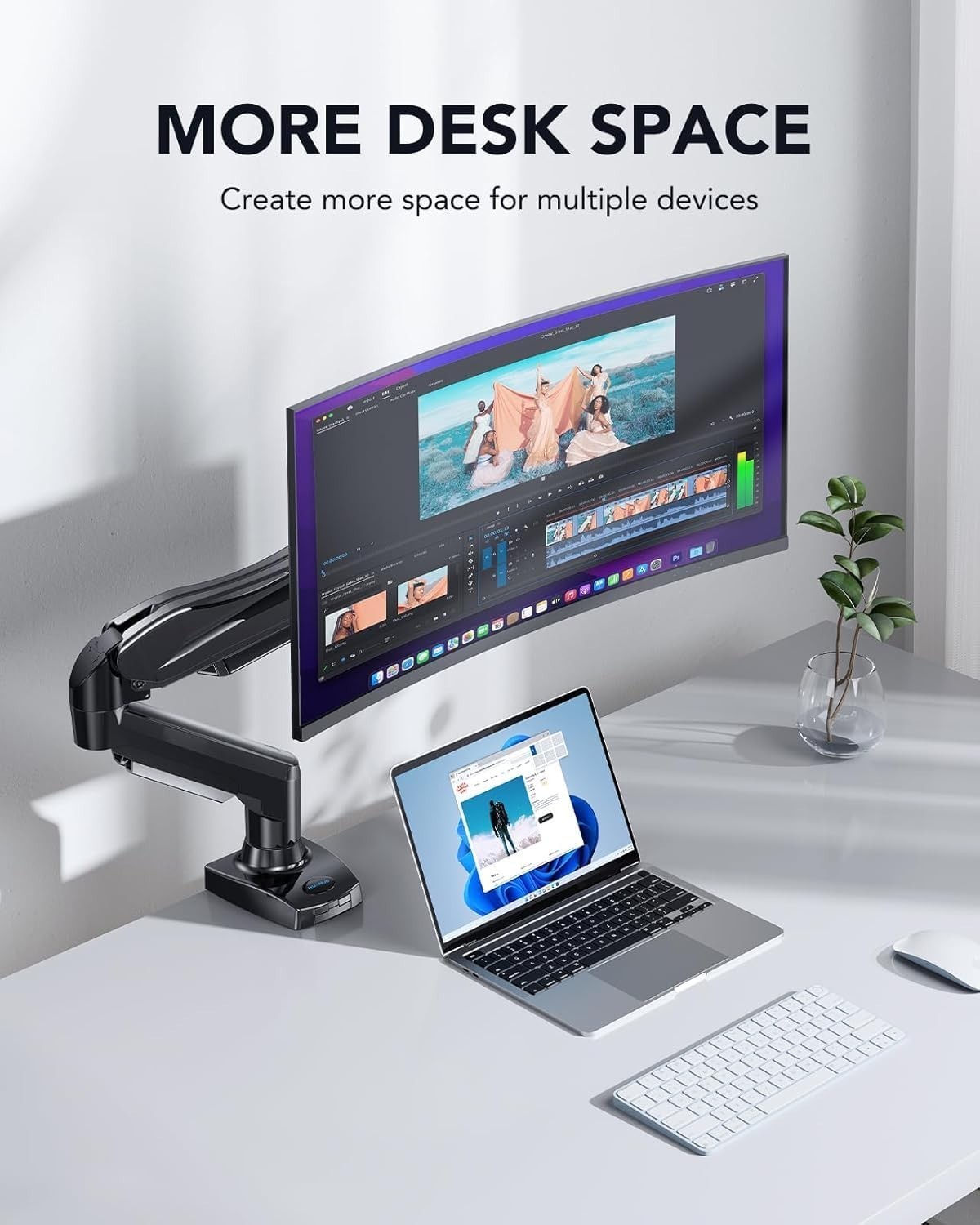 HUANUO FlowLift™ Monitor Mount, 13 to 32 Inch Monitor Articulating Arm