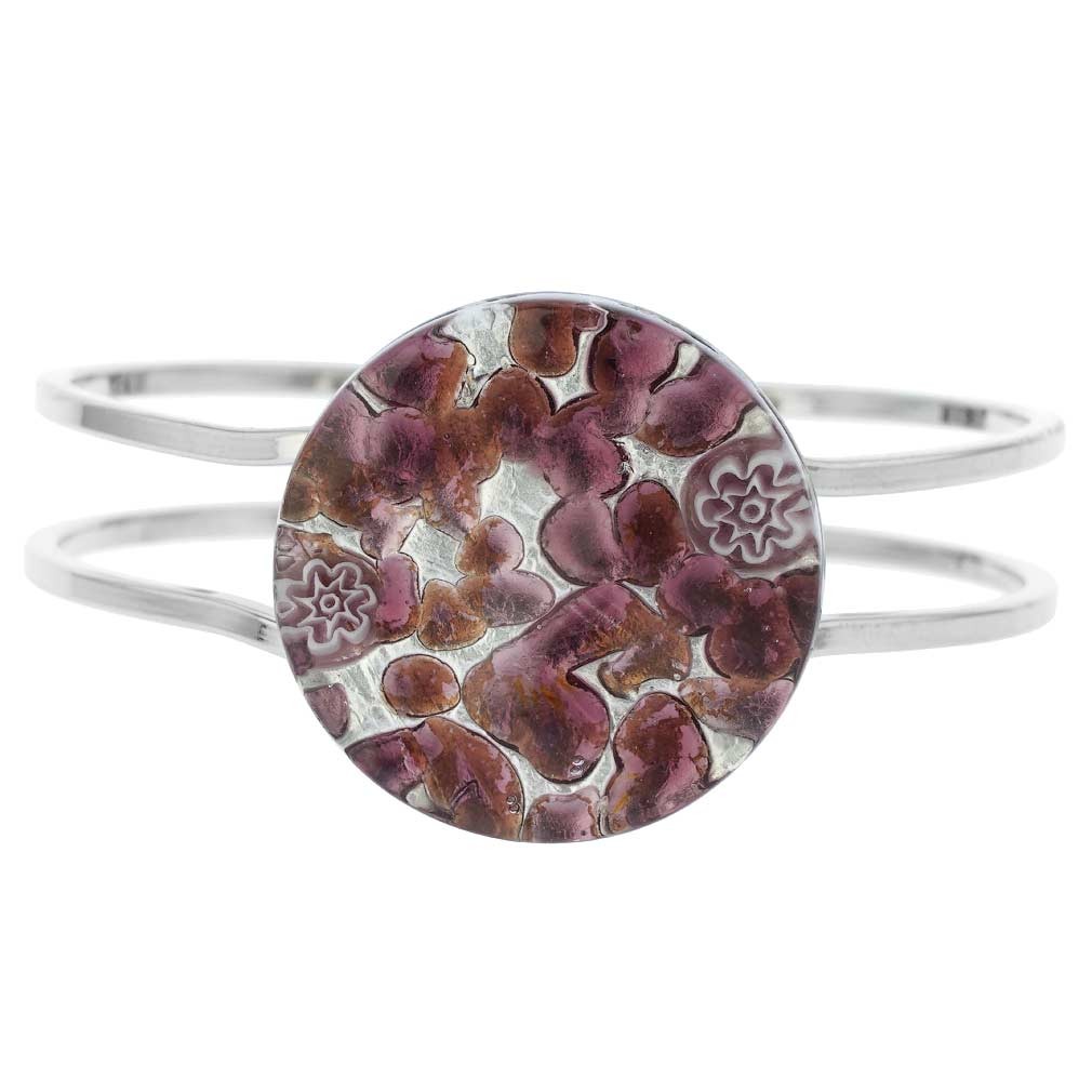 GlassOfVenice Murano Glass Venetian Reflections Metal Bracelet - Purple Silver