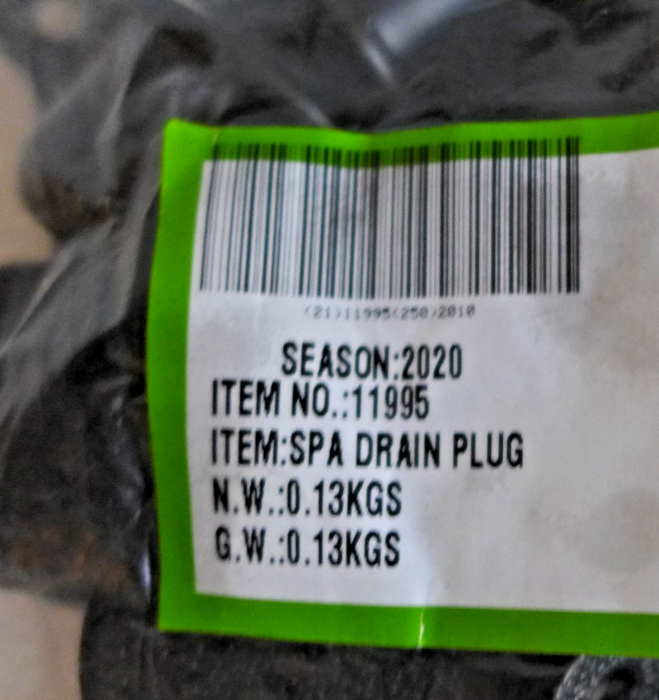 New Intex Black Spa Drain Plug 11995 Pure Spa Bubble Hot Tub Genuine Part SB-H10