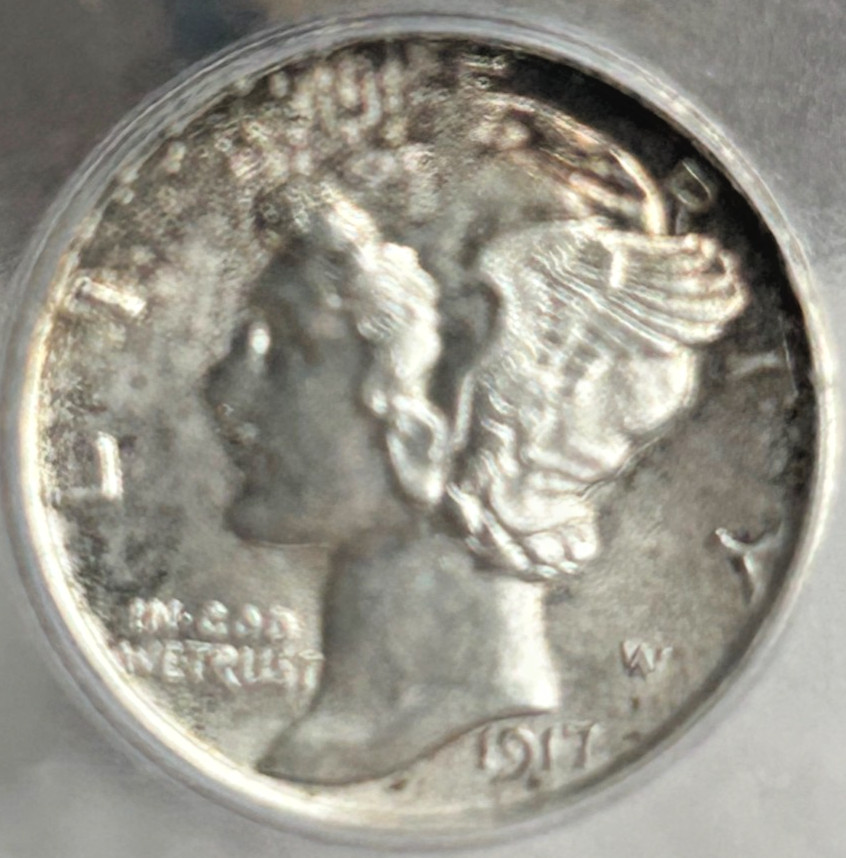 1917 Beautiful P Mint Mercury Dime, Great Details, Buy the Coin NOT the Holder!