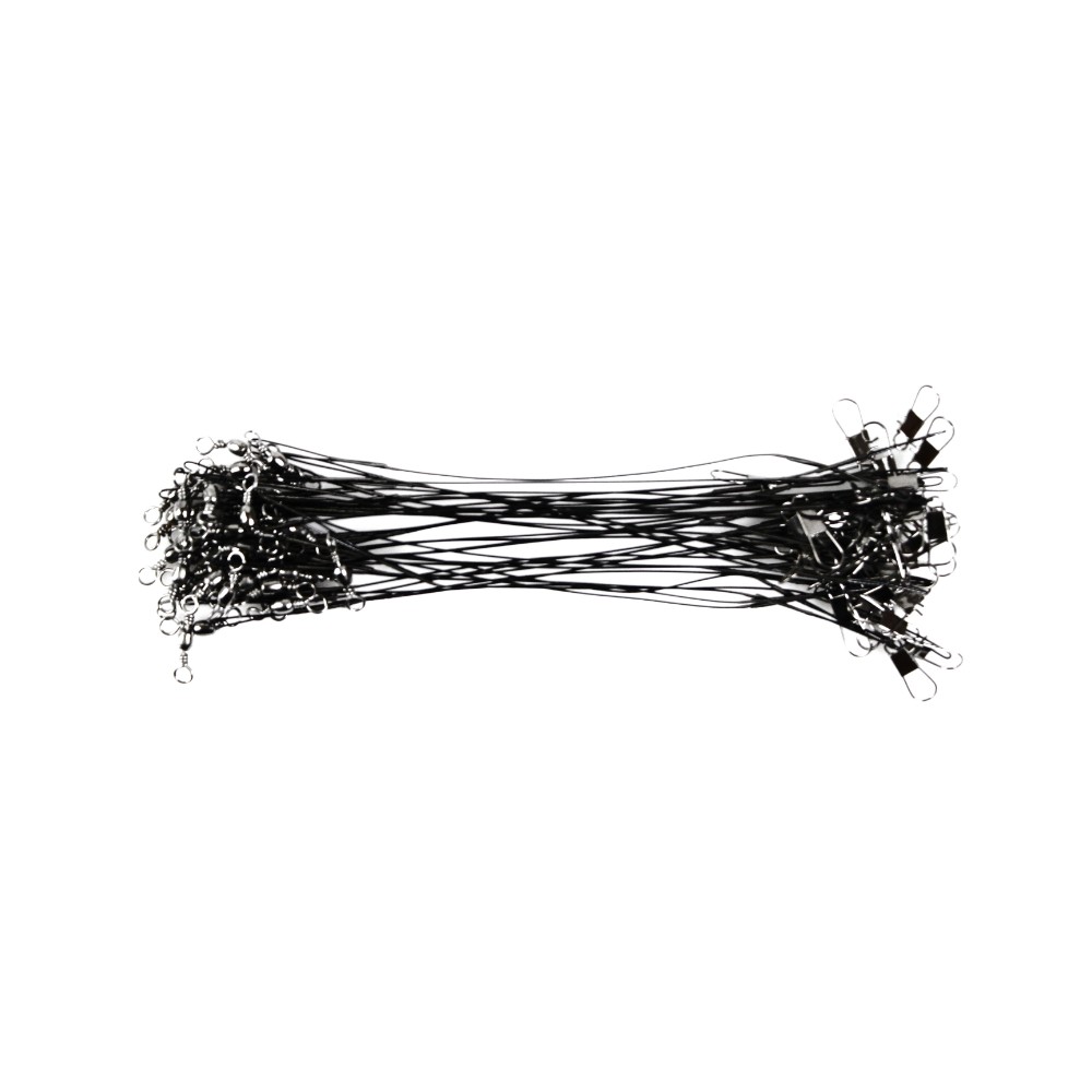 72 X Black Fishing Stainless Steel Leaders With Snap & Swivles 6"Long Tackle