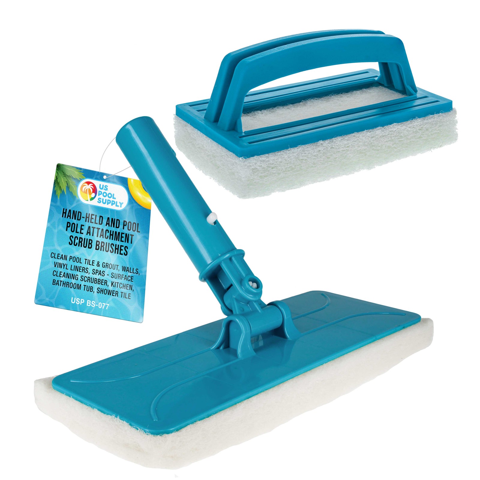 U.S. Pool Supply Hand-Held and Pool Pole Attachment Scrub Brushes, Scouring Pads