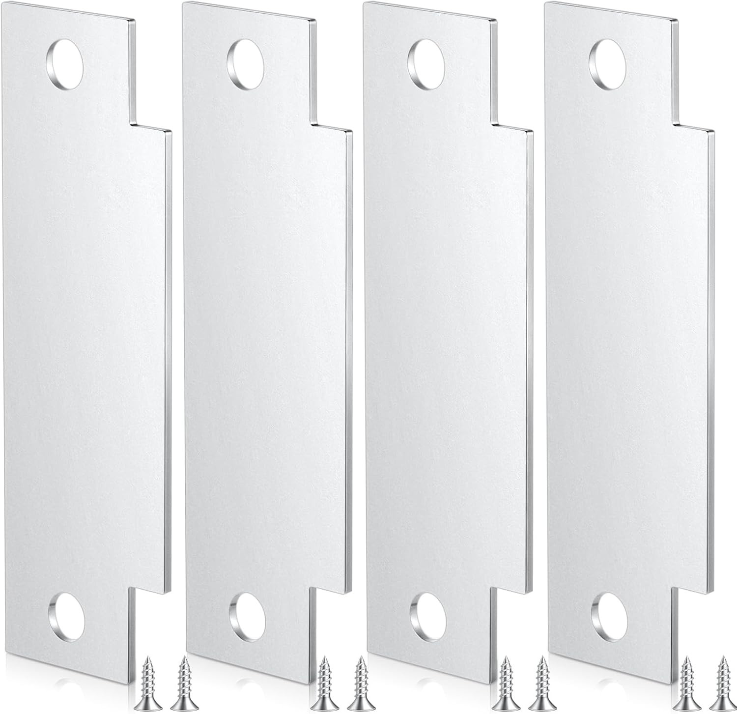 Zonon 4 Pcs Door Strike Plate Filler with Screws Carbon Steel Strike Filler Plat