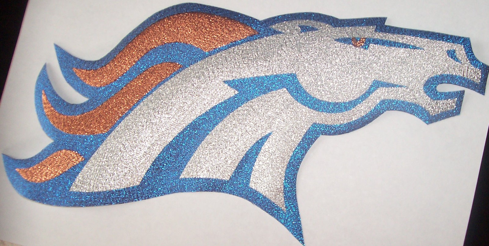 HUGE METALLIC BRONCOS IRON-ON PATCH - 6.5" x 11"  MANY COLORS AVAILABLE