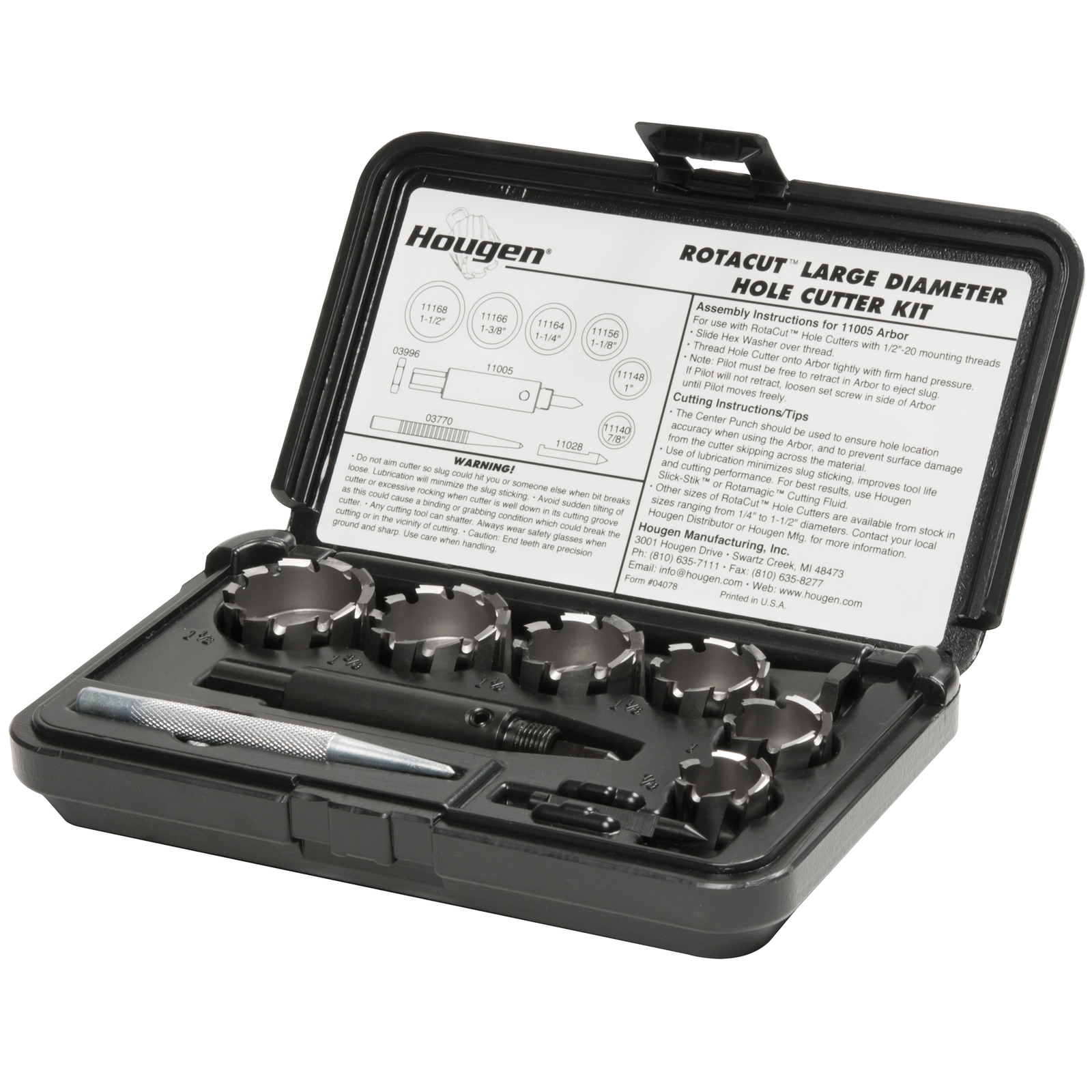 Hougen 11078 RotaCut Large Diameter Sheet Metal Cutter Kit