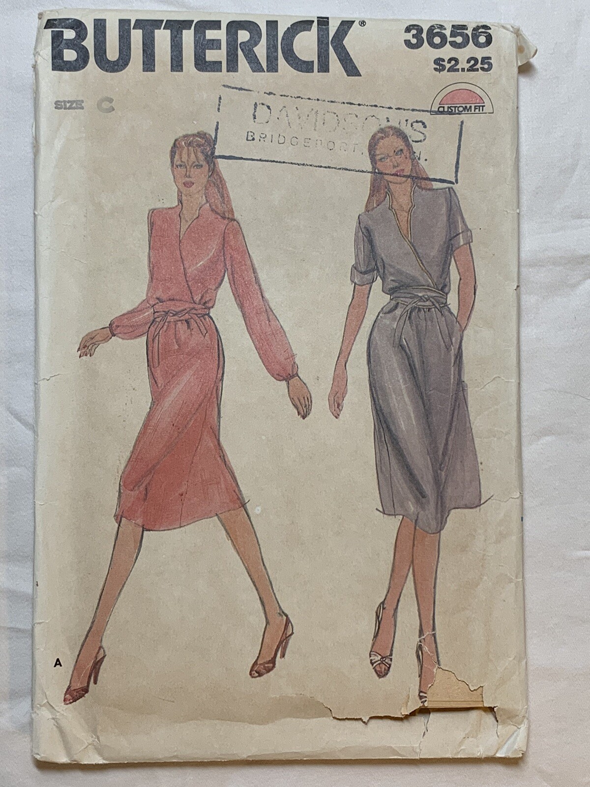 Vintage Sewing Pattern 3656 Butterick UNCUT Size Misses C 16-20 Tie Dress Belt