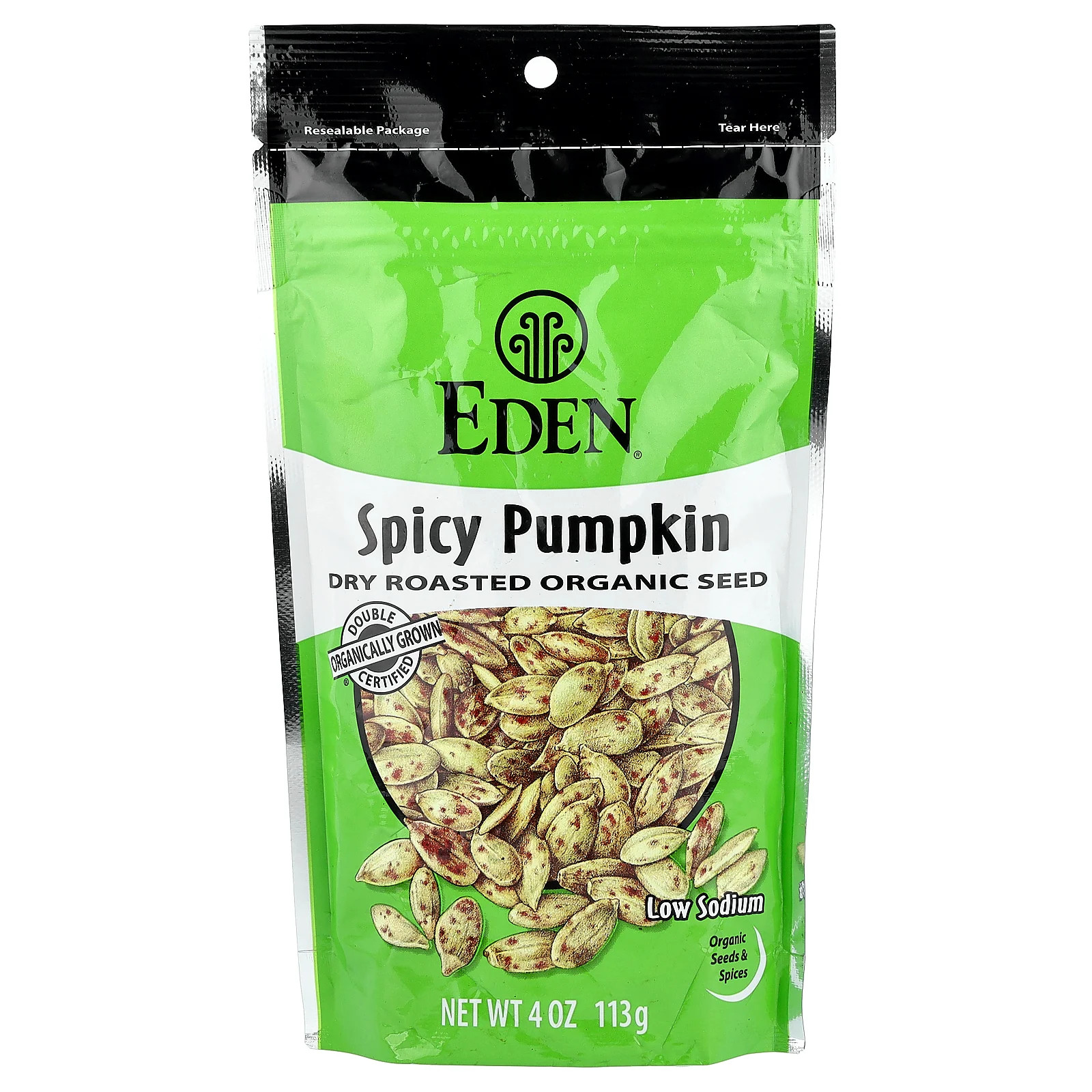 Organic Spicy Pumpkin Seeds, Dry Roasted, 4 oz (113 g)