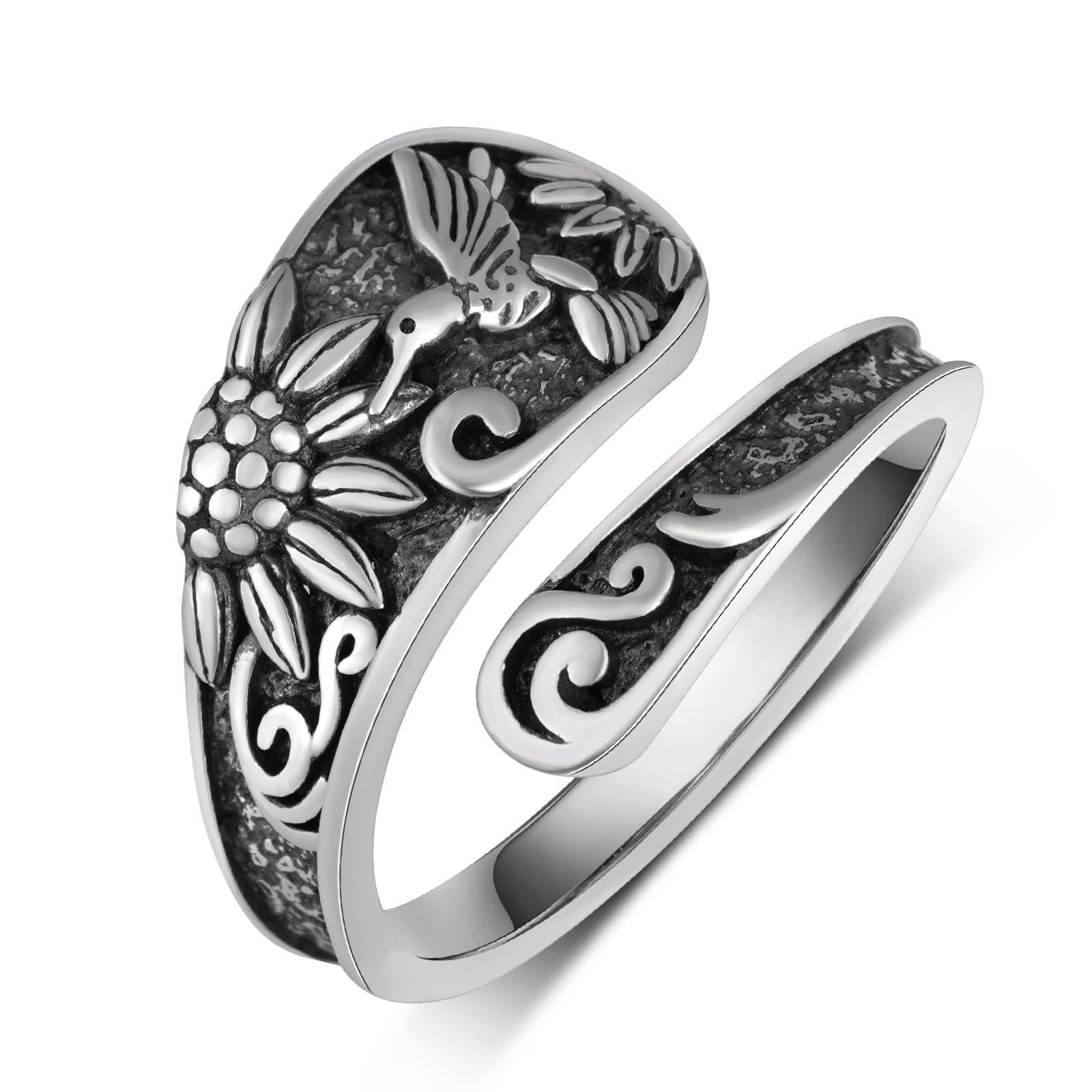 Thumb Rings for Women 925 Sterling Silver Adjustable Spoon Ring Vintage Thumb...