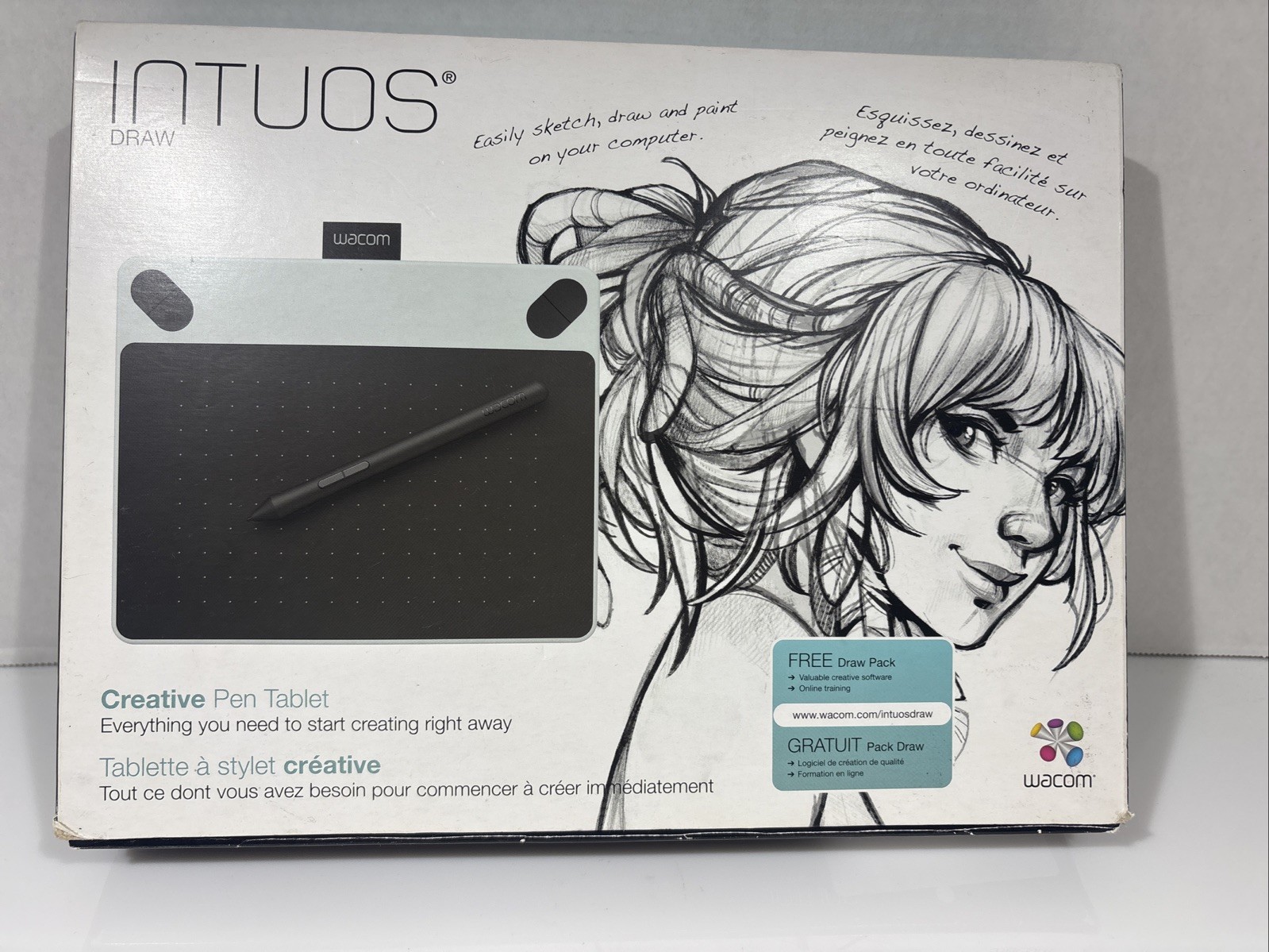 Wacom Intuos Draw CTL-490 Small White Digital Graphics Drawing Tablet USED