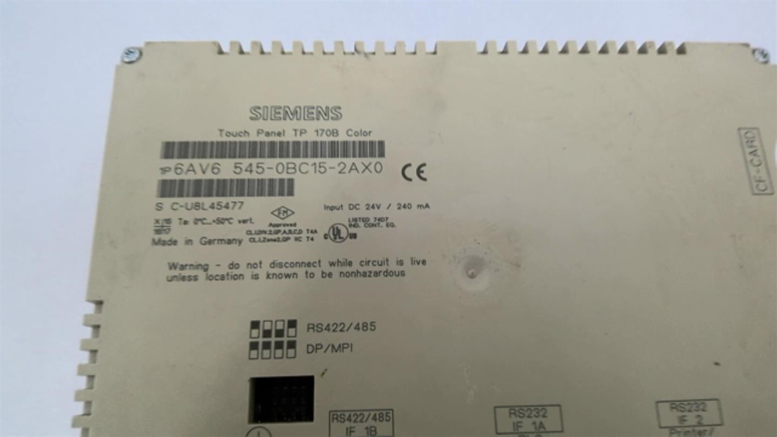 Siemens 6AV6 545-0BC15-2AX0 Touch Panel 170B Color
