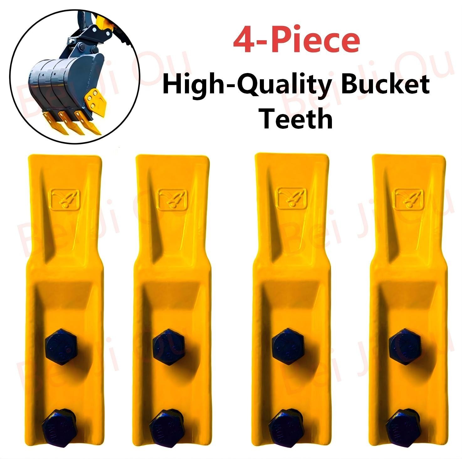 X4 Yellow  Bucket Teeth with Nuts for Mini Excavator Bucket USA Stock  Brand New
