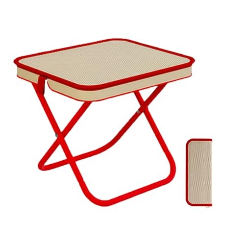 Collapsible Camping Stool Up to 265LB Folding Portable Large Red-edged Khaki
