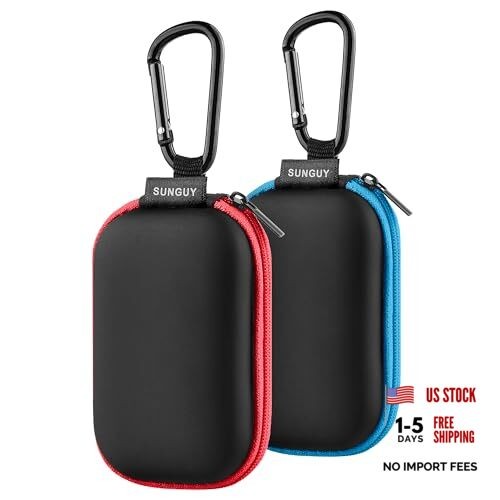 Earbuds Case 2Pack, Rectangle Earbuds Carrying Case, Portable Red+Blue