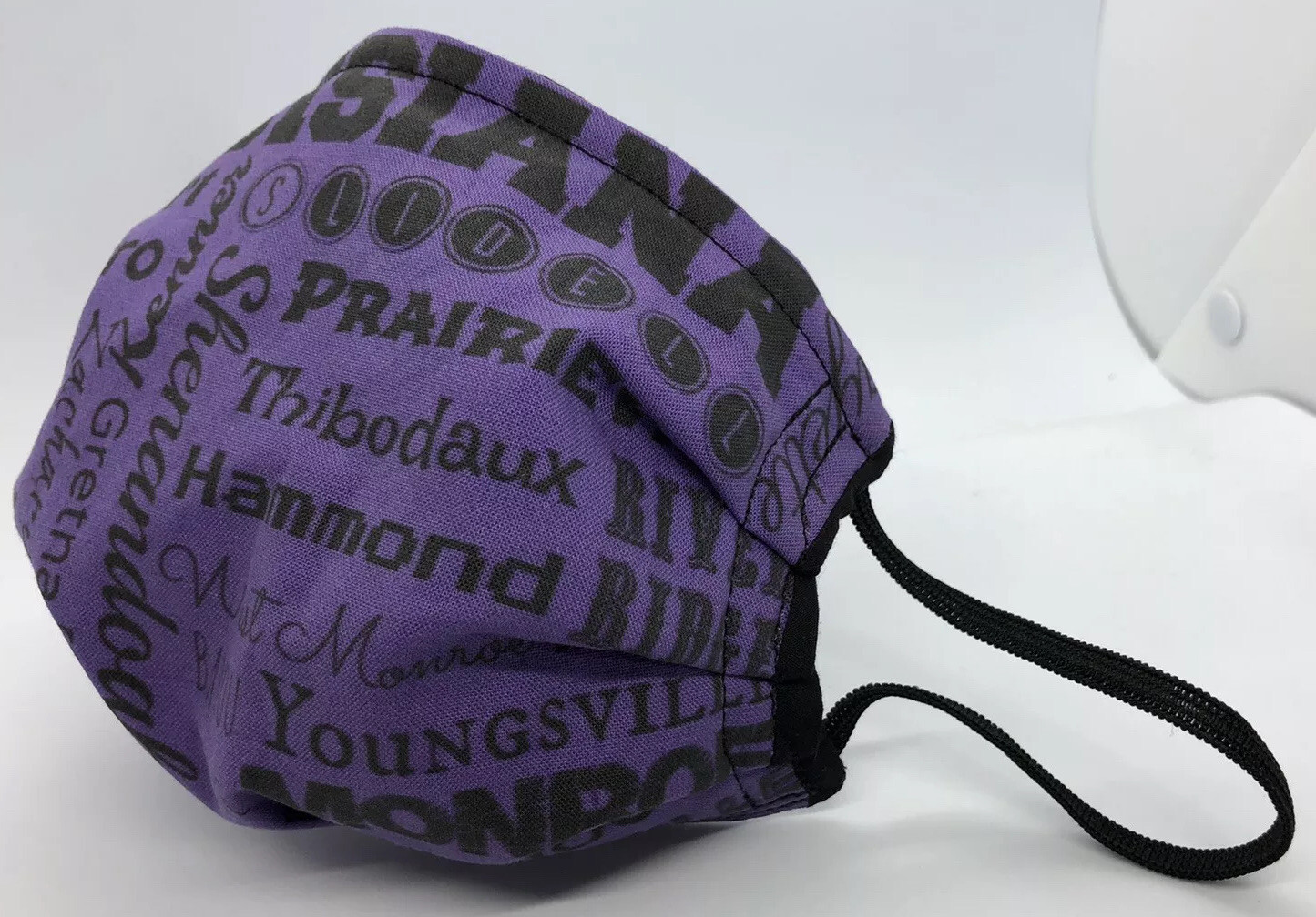 Louisiana Cities & Towns / Black Back Face Mask Triple Layer Double Wire Fitted