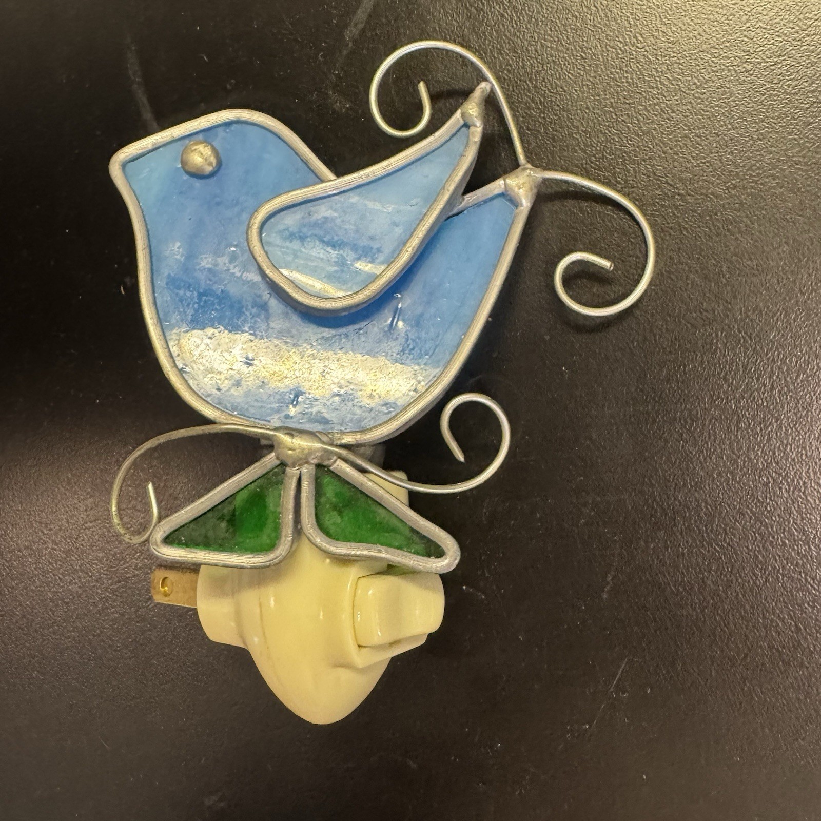 VINTAGE STAINED GLASS NIGHT LIGHT Blue Bird