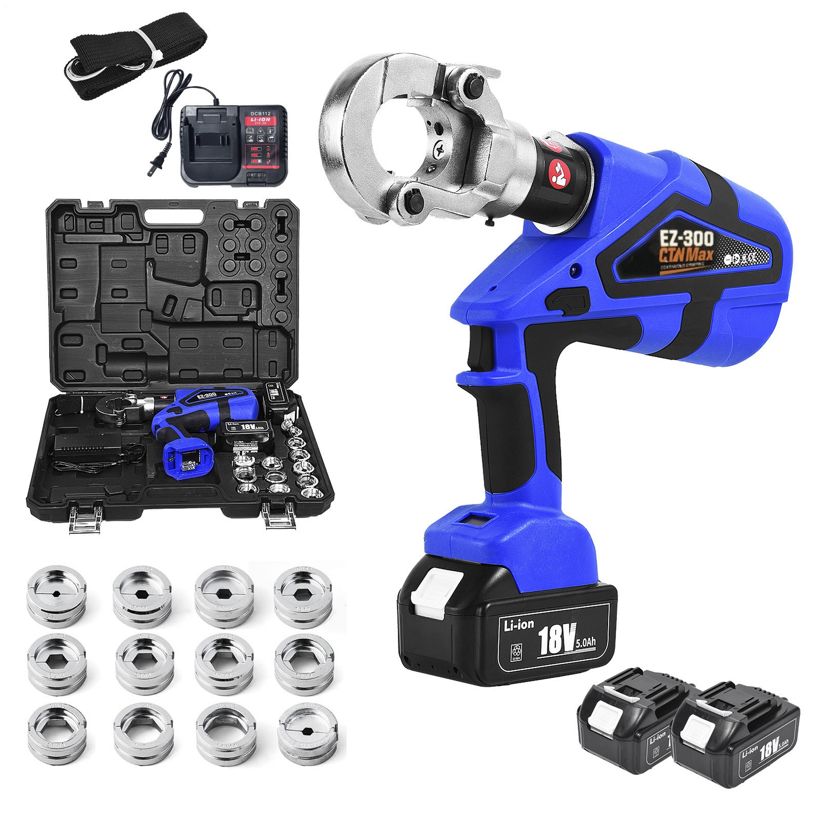 Continuously Crimp Wire Cable Lug Crimping Tool Kit with 12 Dies For Cu/Al Termi