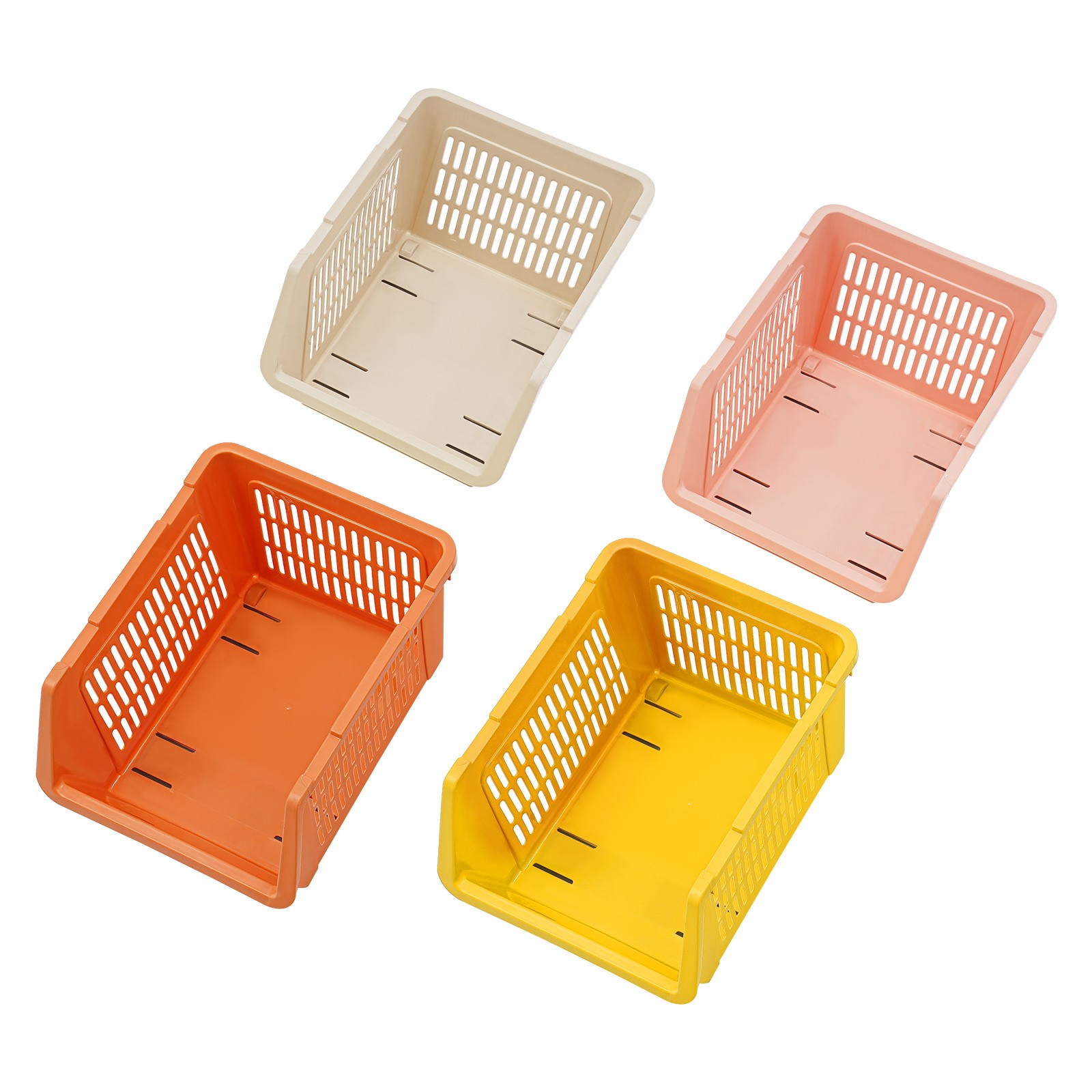 Stackable Plastic Bins - 4pc Large Plastic Organizer Box Cabinets Storage Bins