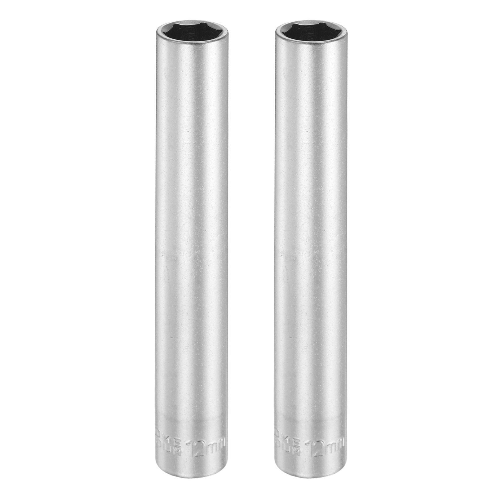 2pcs 6 Points Deep Socket 3/8" Drive 12mm Nickel Plating Flip Sleeve 4.7" Long