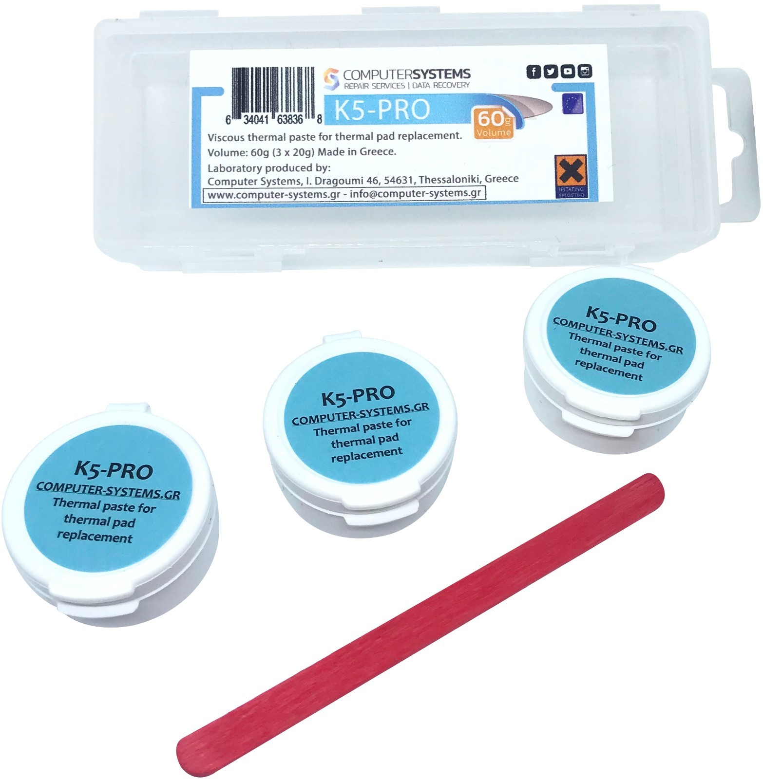 K5 PRO 3x20g jars – DIY thermal putty shop pack; nonconductive;  5.3 W/m·K*