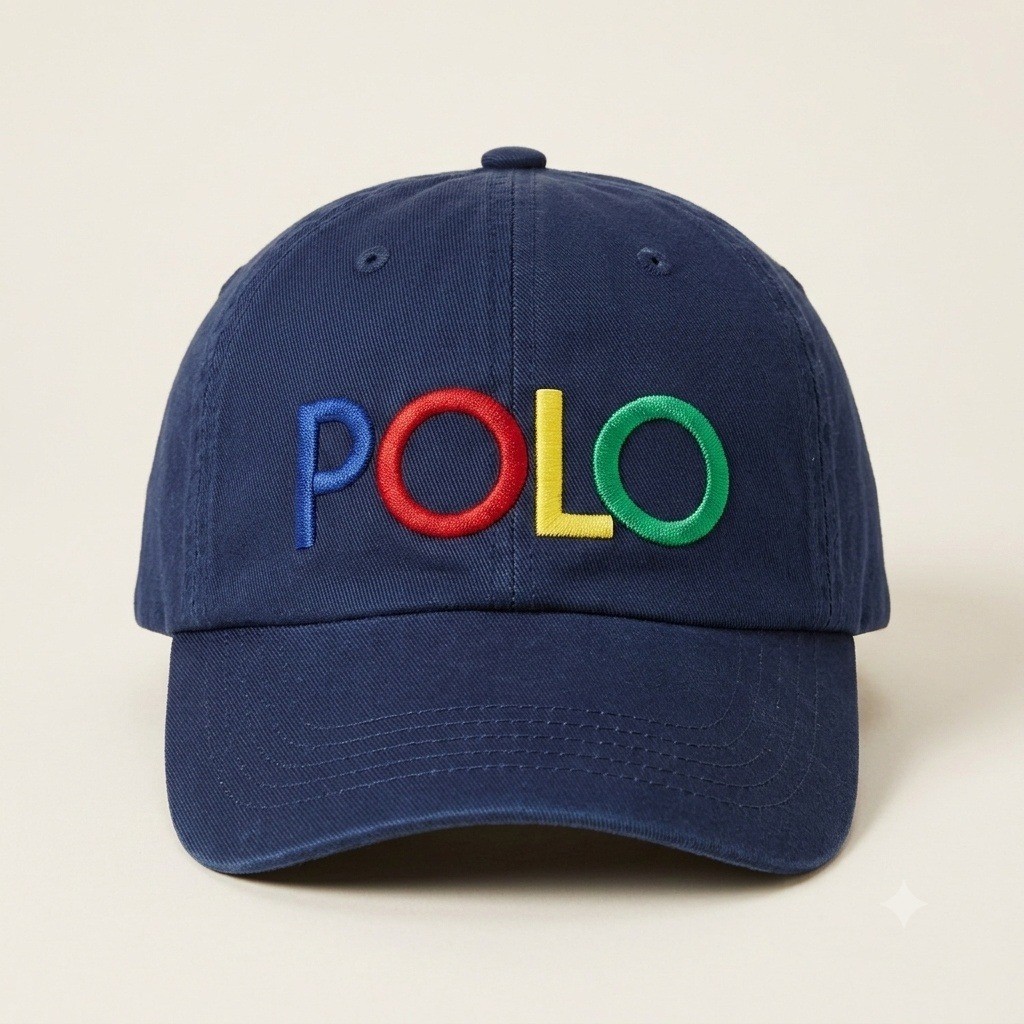Polo Ralph Lauren Kids Youth Navy Blue Multi Color Logo Baseball Cap Hat OS 8-20