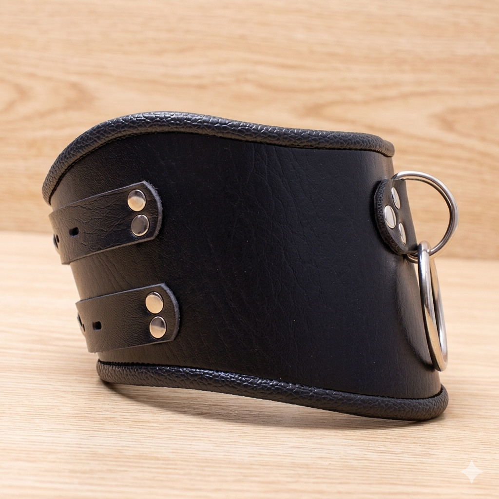 Leather Neck Collar Locking Adjustable Posture Training Corset Style