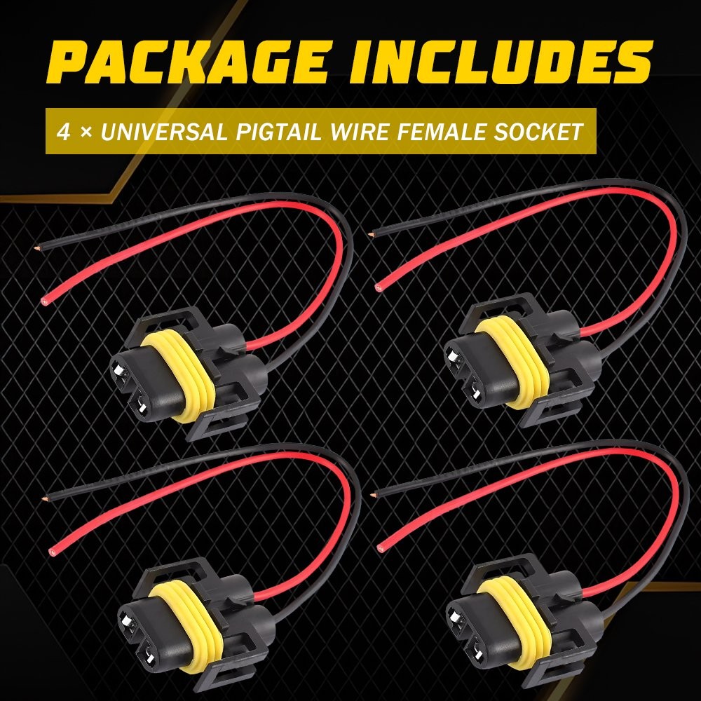 Two Harness Wire Pigtail Female S H11 Headlight Fog Light Connector Plug Socket