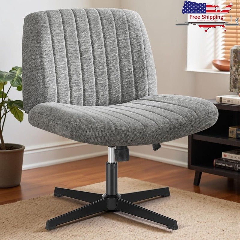Wide Seat Ergonomic Desk Chair Adjustable Height Armless Office Chair Comfort US