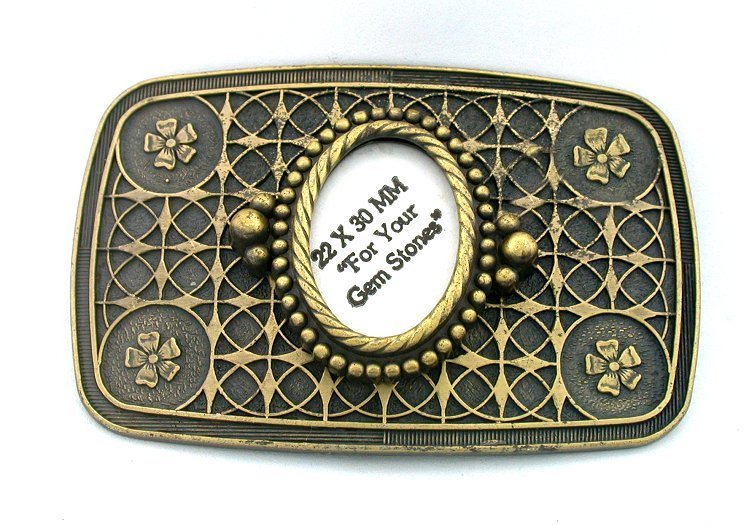 30x22 30mm x 22mm Cabochon Antiqued Gold Color Weave Belt Buckle Mounting CF32