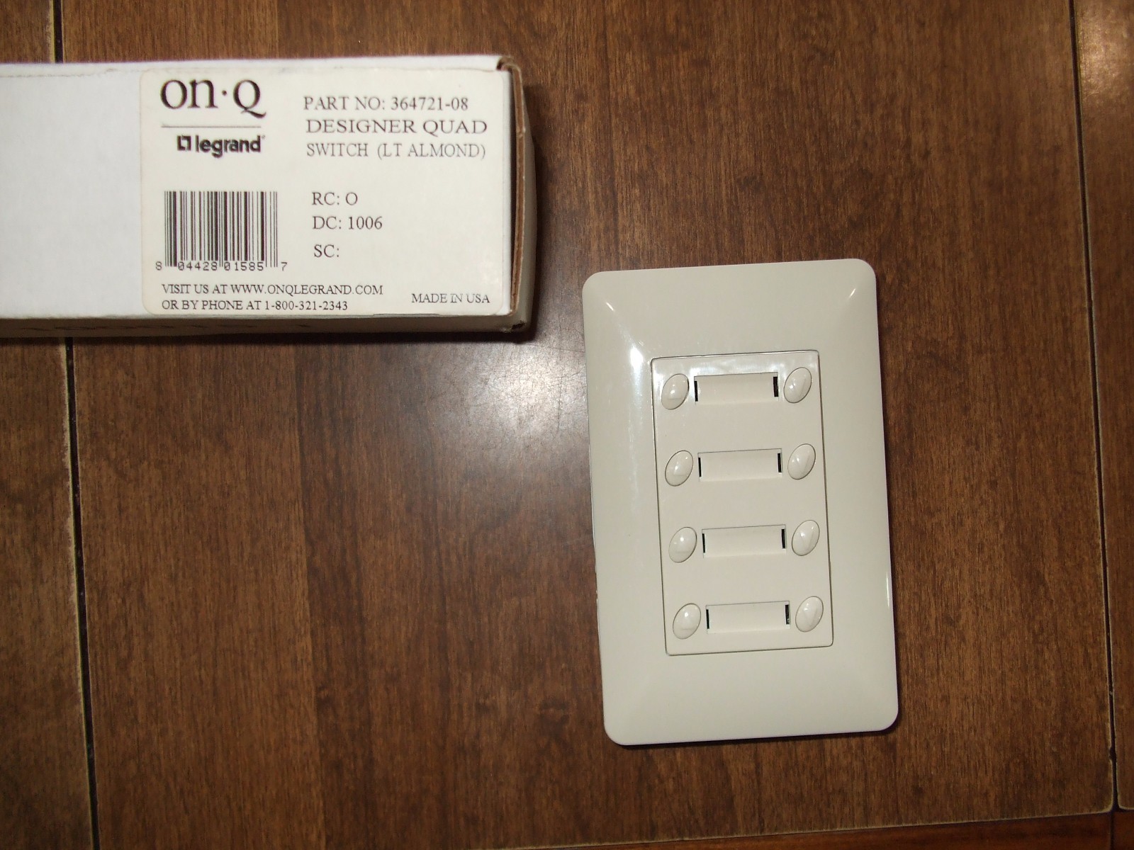 On-Q Legrand P/N: 364721-08  Quad aux. switch