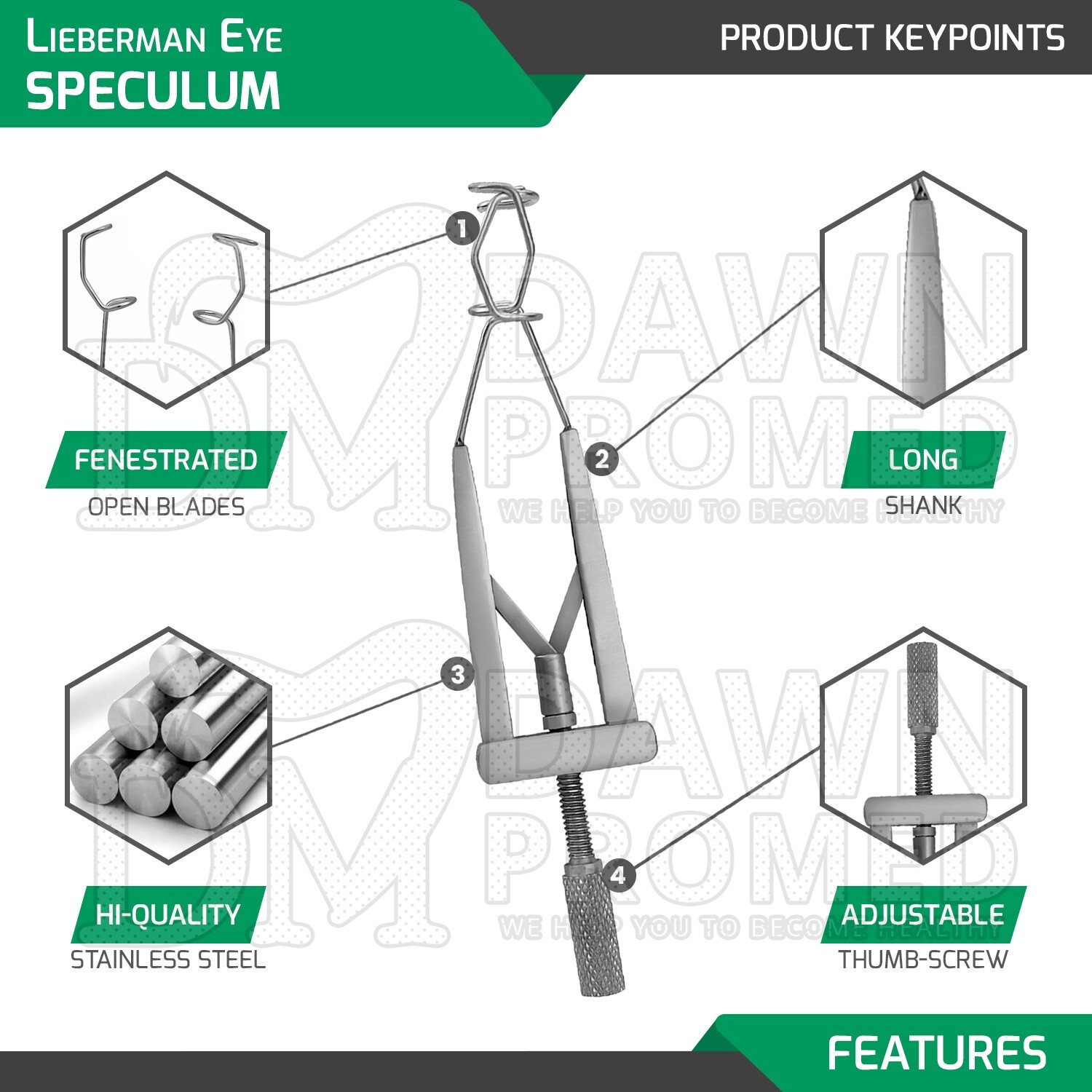 Lieberman Eye Speculum Adjustable Fenestrated Blade Ophthalmology Instruments