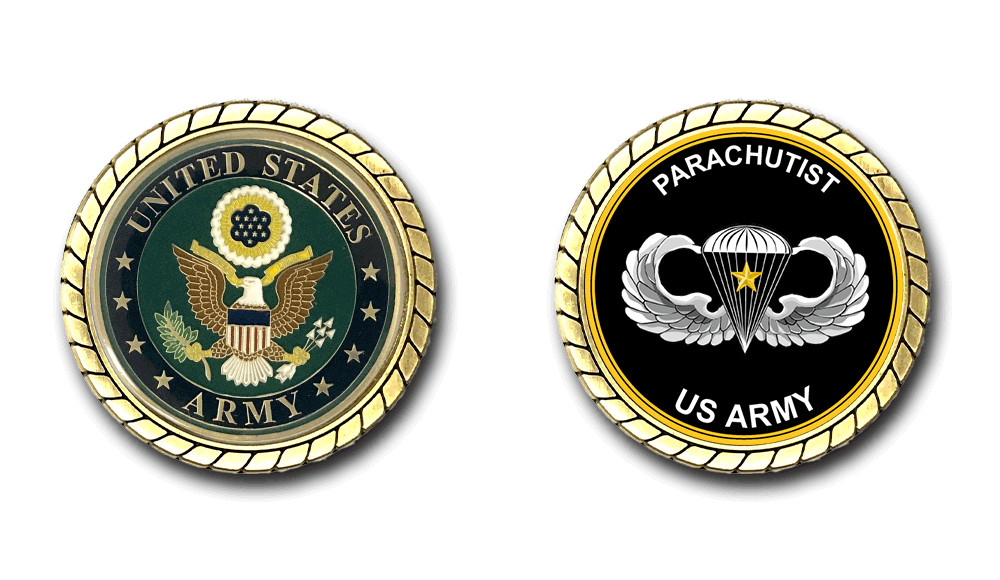 US Army Parachutist 5 Combat Jumps Badge Challenge Coin