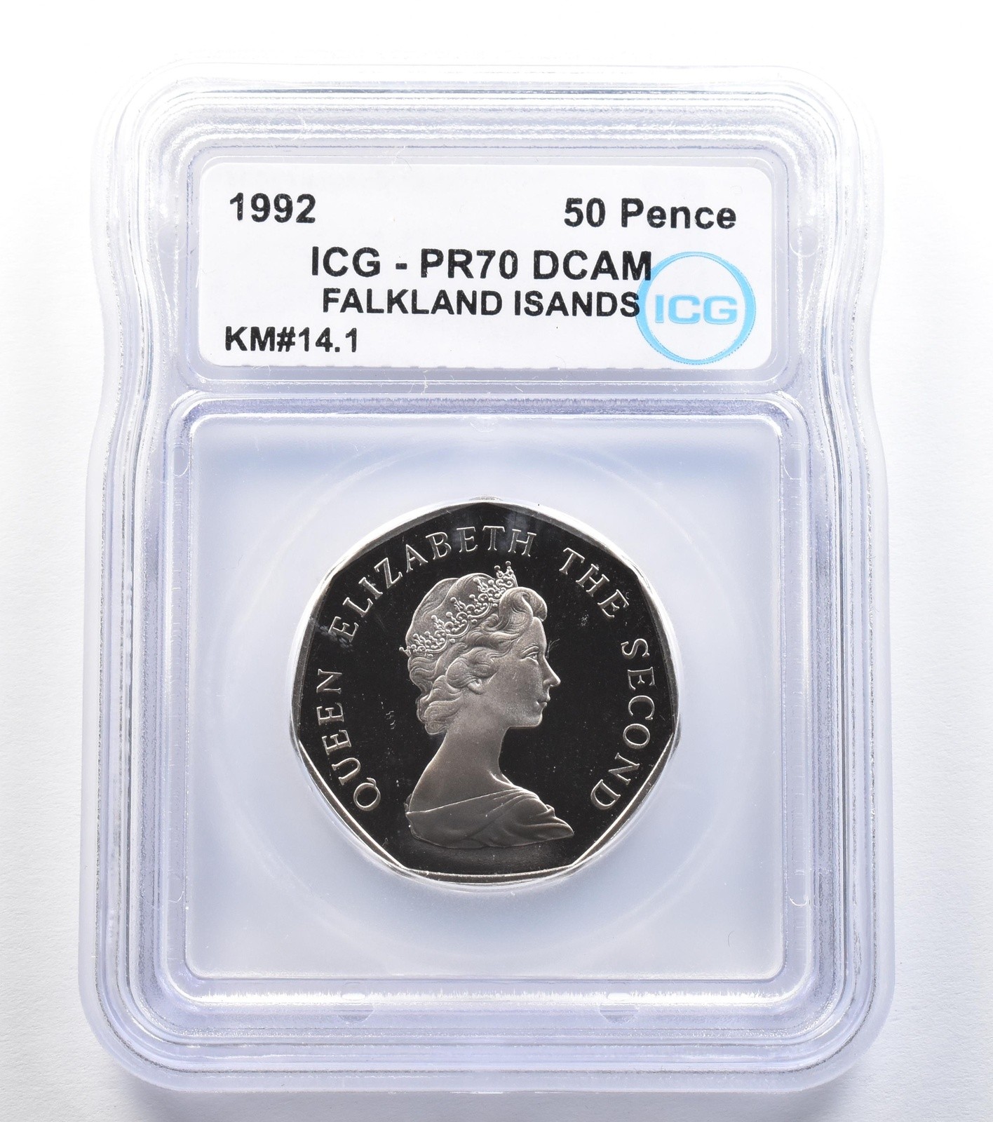 1992 Falkland Islands 50 Pence KM#14.1 PR70 DCAM ICG *7989