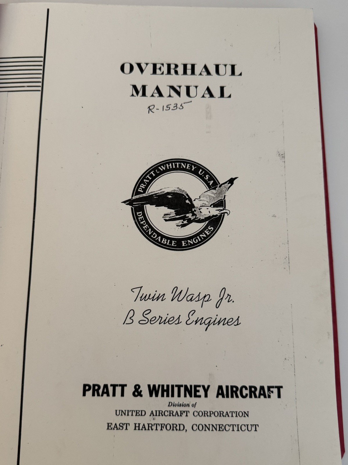 1941 Pratt & Whitney Twin Wasp Jr B Series Engine Overhaul Manual